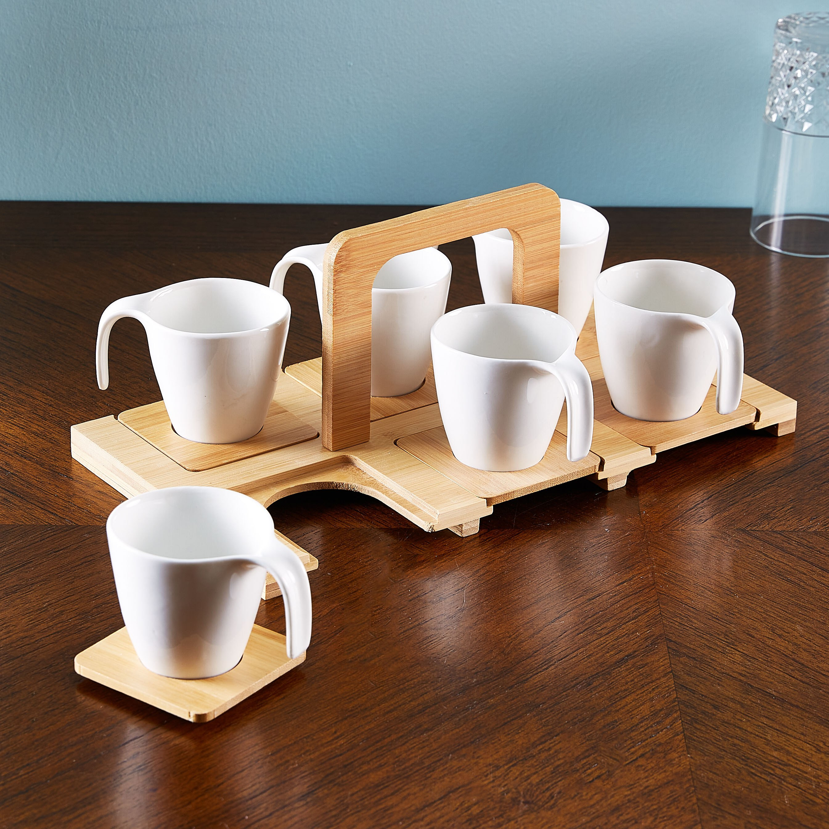 صينية خشبيّة بـ6 مجات وحاملات أكواب من أوكايجن-hbxdecorandfurnishings-tabletop-crockery-image-1
