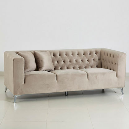 Naples 3-Seater Velvet Sofa with 2 Cushions