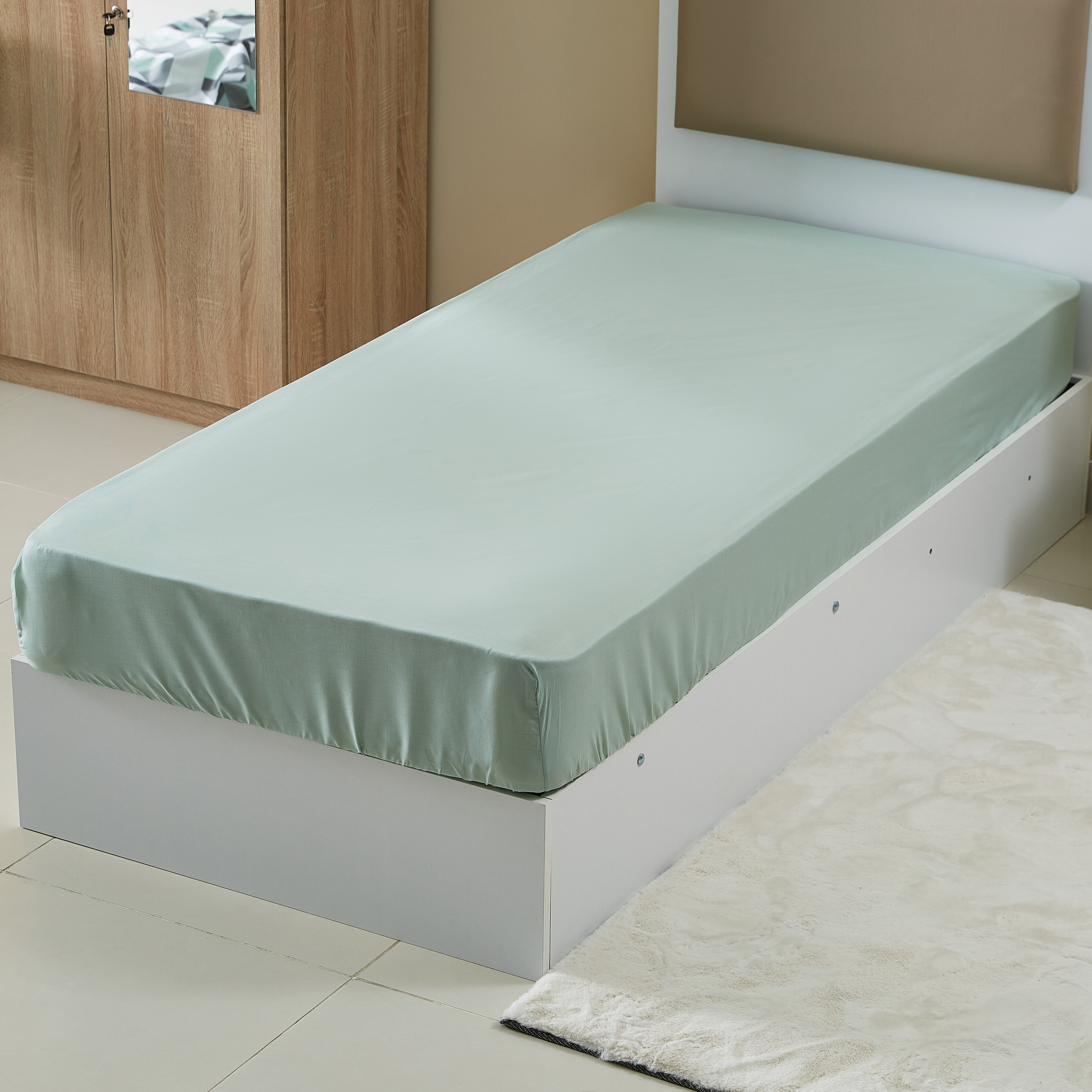 شرشف مطّاطي فردي بولي قطن سادة من بريستول- 90x200 سم-hbxhomeware-hbxbedroom-image-1