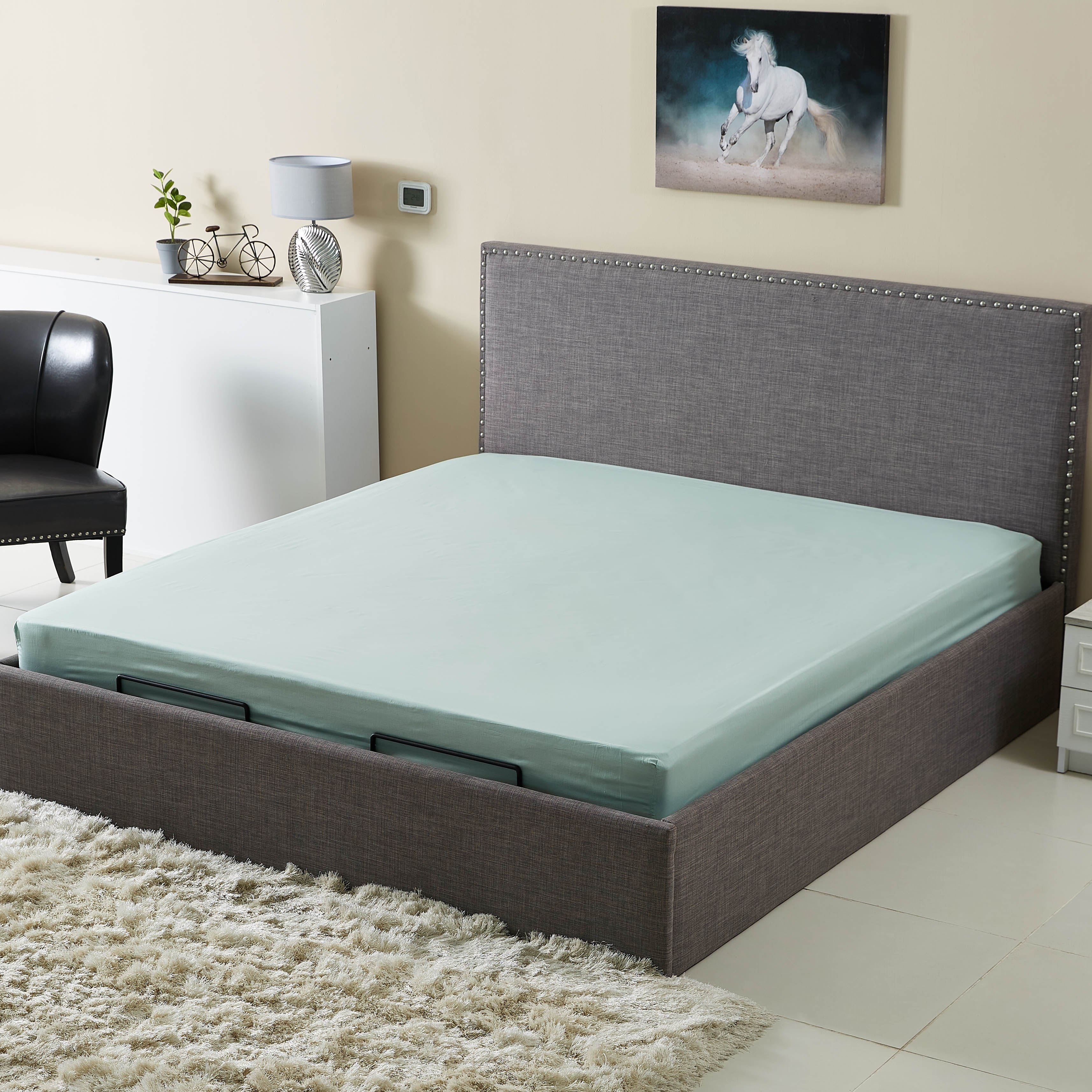 شرشف مطّاطي مقاس كينج بولي قطن سادة من بريستول - 180x200 سم-hbxhomeware-hbxbedroom-image-2