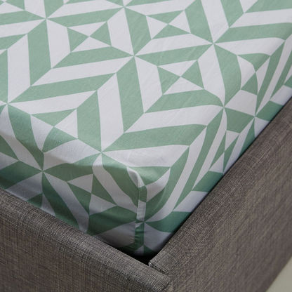 Atlanta Jade Printed Polycotton King Size Fitted Sheet - 180x200 cms
