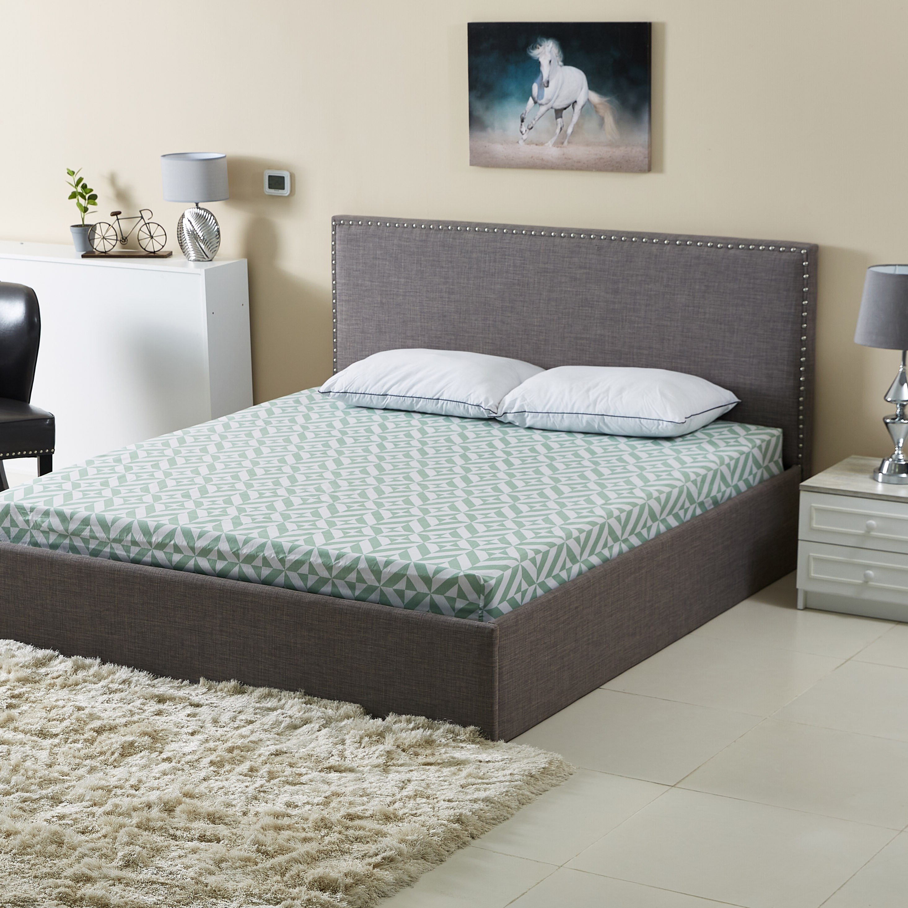 شرشف مطّاطي مقاس كينج بولي قطن بطبعات أتلانتا جايد - 180x200 سم-hbxhomeware-hbxbedroom-image-5