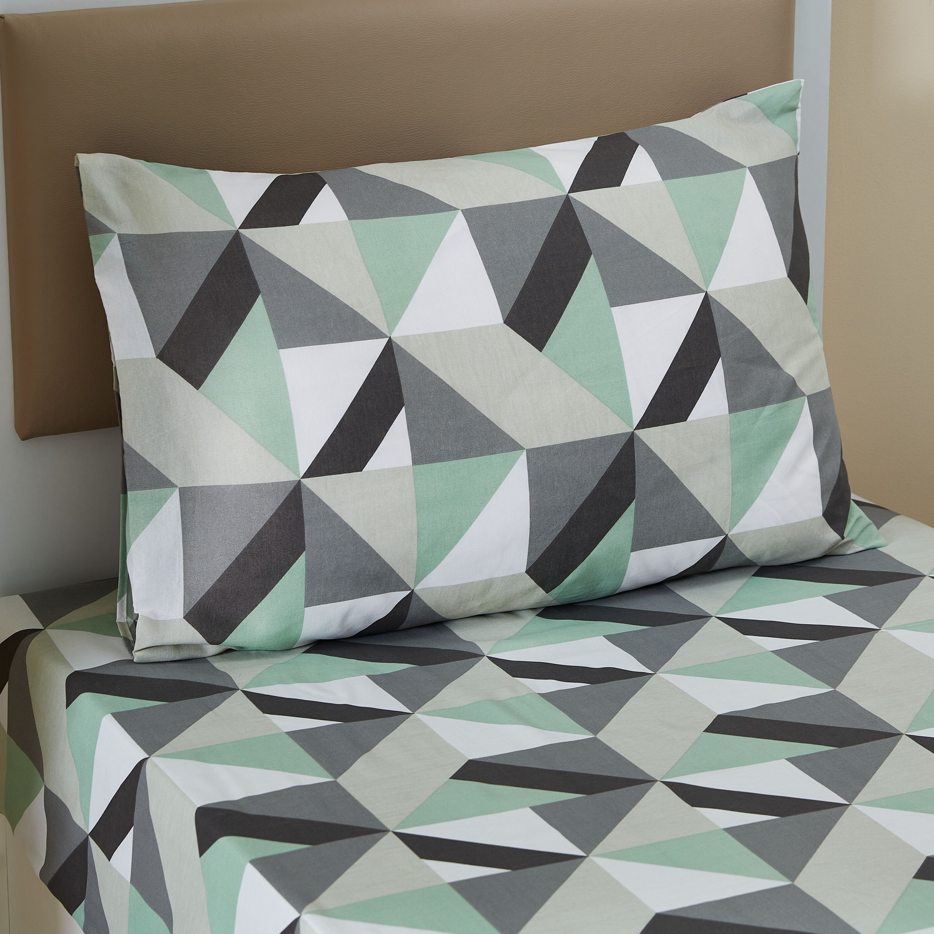 شرشف مسطح فردي بولي قطن مع غطاء وسادة من أتلانتا جايد  - 150x260 سم-hbxhomeware-hbxbedroom-image-3