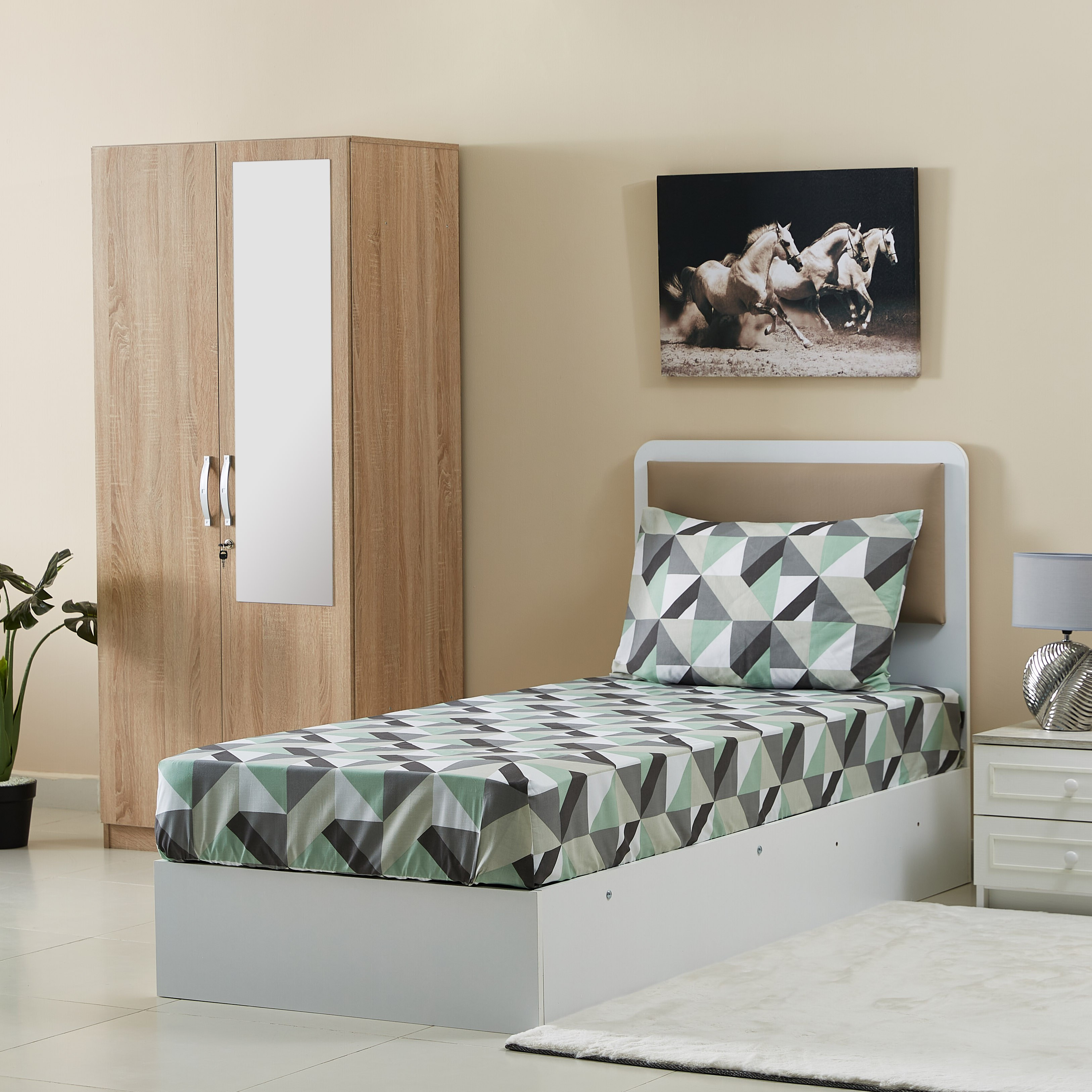 شرشف مسطح فردي بولي قطن مع غطاء وسادة من أتلانتا جايد  - 150x260 سم-hbxhomeware-hbxbedroom-image-5