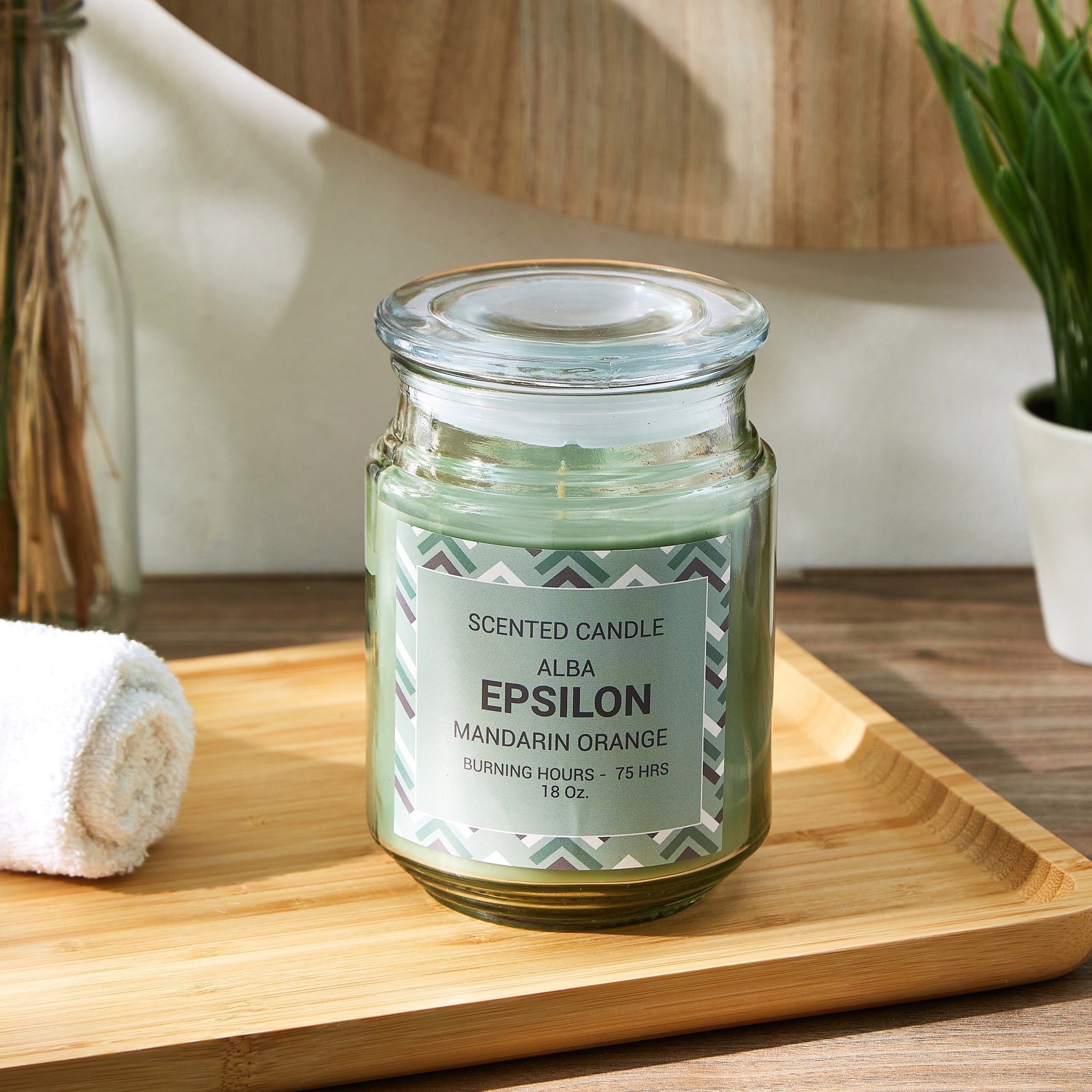 Alba Epsilon Mandarin Orange Scented Jar Candle with Lid - 510 gms-hbxlivingroom-decorandaccessories-candles-image-1