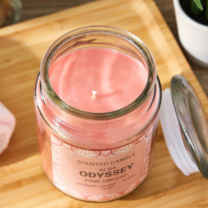 Alba Odyssesy Pink Orchid Scented Jar Candle with Lid - 510 gms