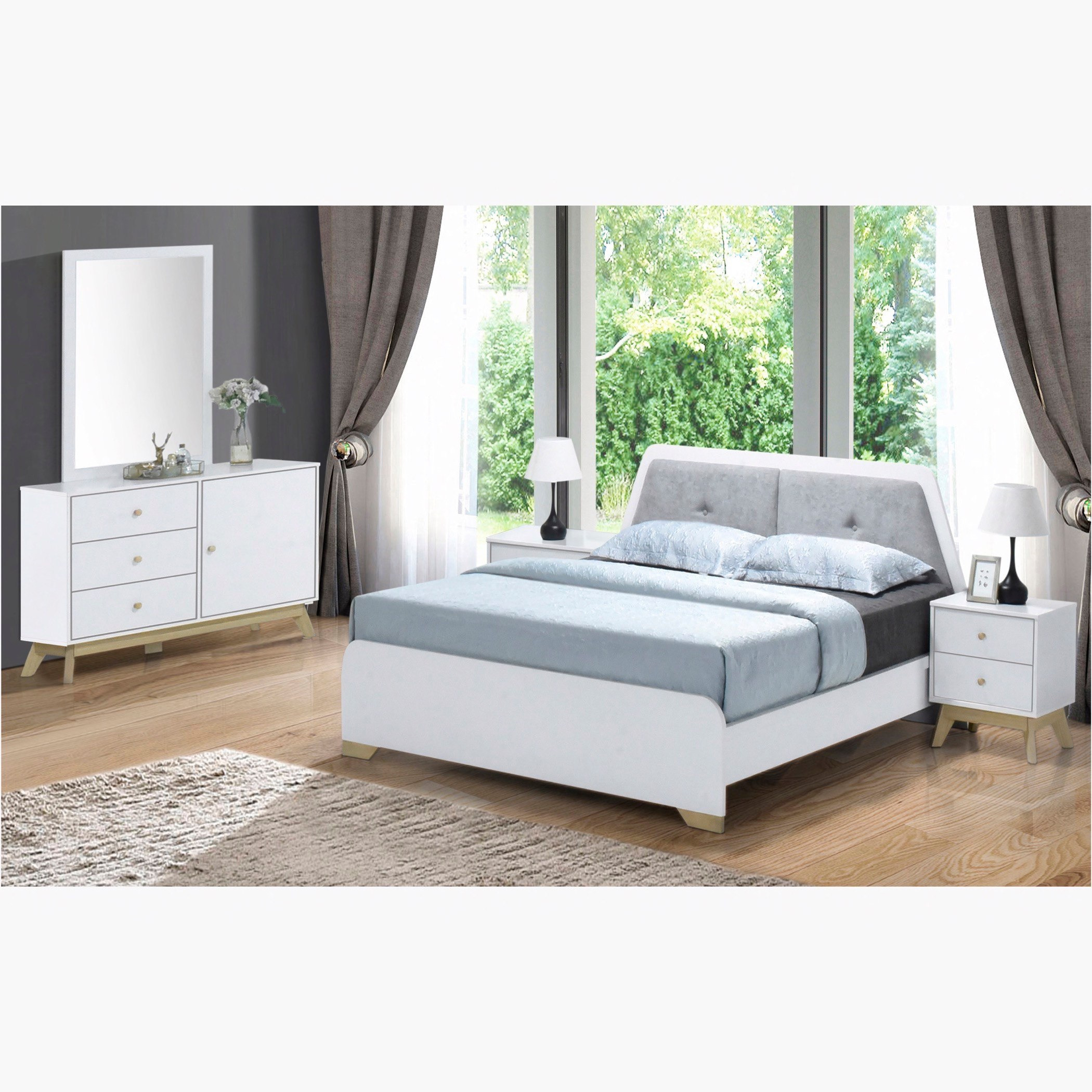 طقم غرفة نوم كينج 5 قطع من السويد - 180X200 سم-hbxbedroom-bedsandbedsets-bedroomsets-king-image-1