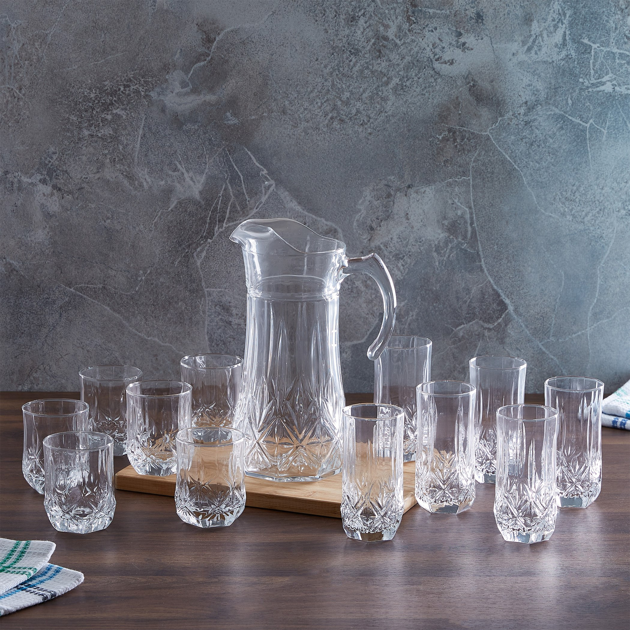 طقم أكواب مشروبات زجاج 13 قطعة برايتون من لومينارك-hbxhomeware-hbxkitchen-image-1