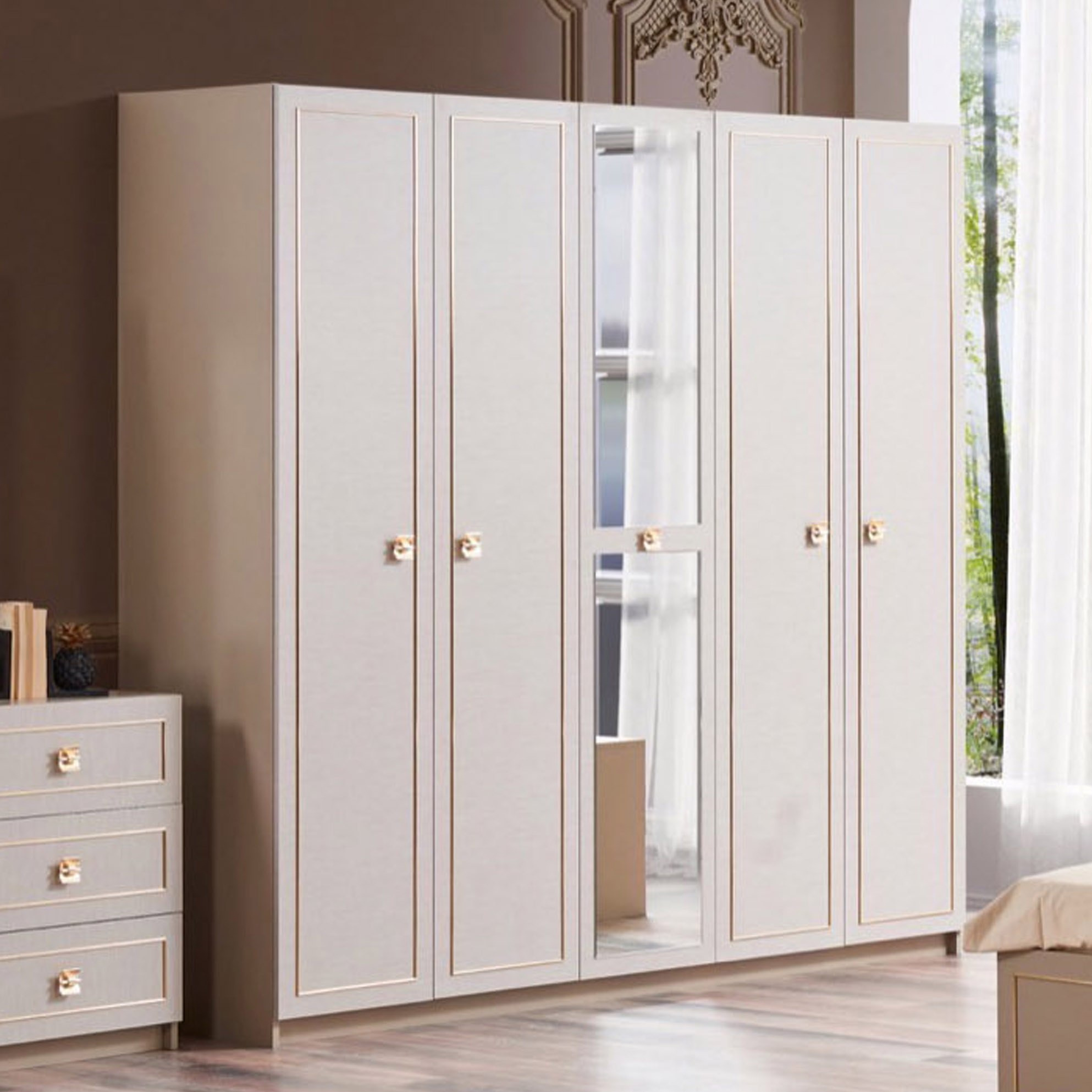 خزانة ملابس 5 أبواب بمرآة من سيَانا-hbxfurniture-wardrobes-image-1