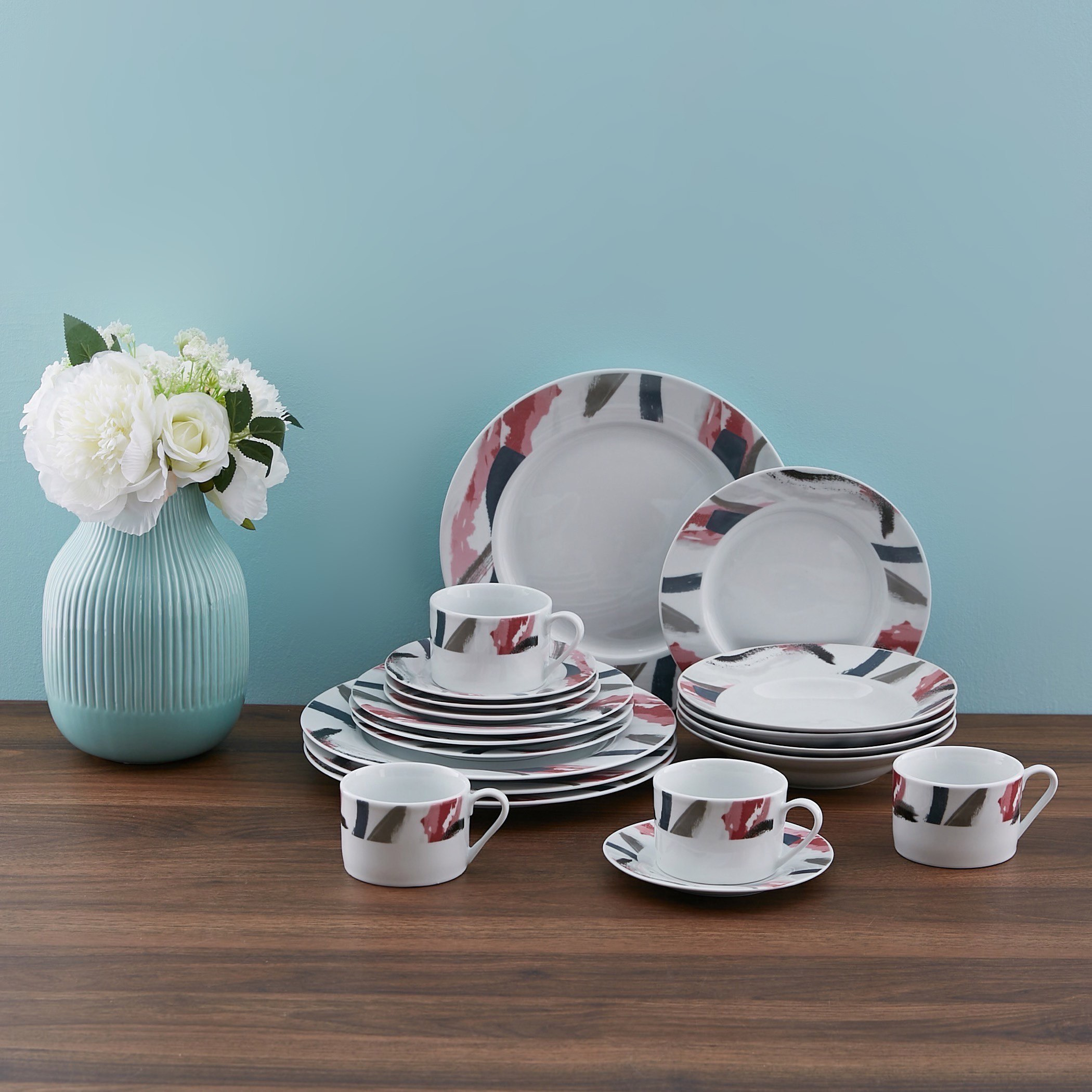 طقم سفرة 20 قطعة بطبعات براش ستروك من إمبيريال-hbxhomeware-hbxkitchen-image-1