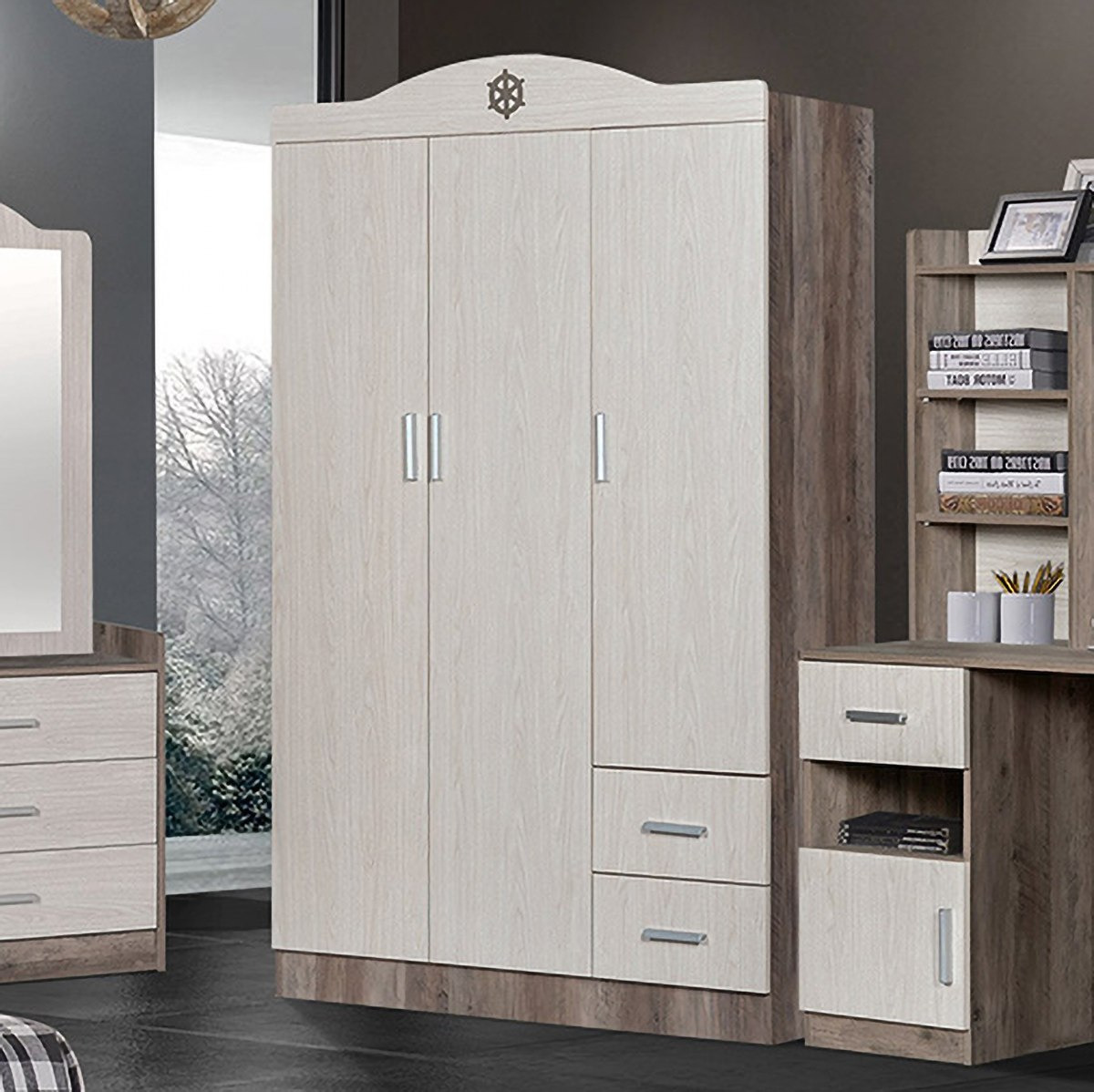 خزانة ملابس 3 أبواب ودرجين من سيلور-hbxfurniture-wardrobes-image-1