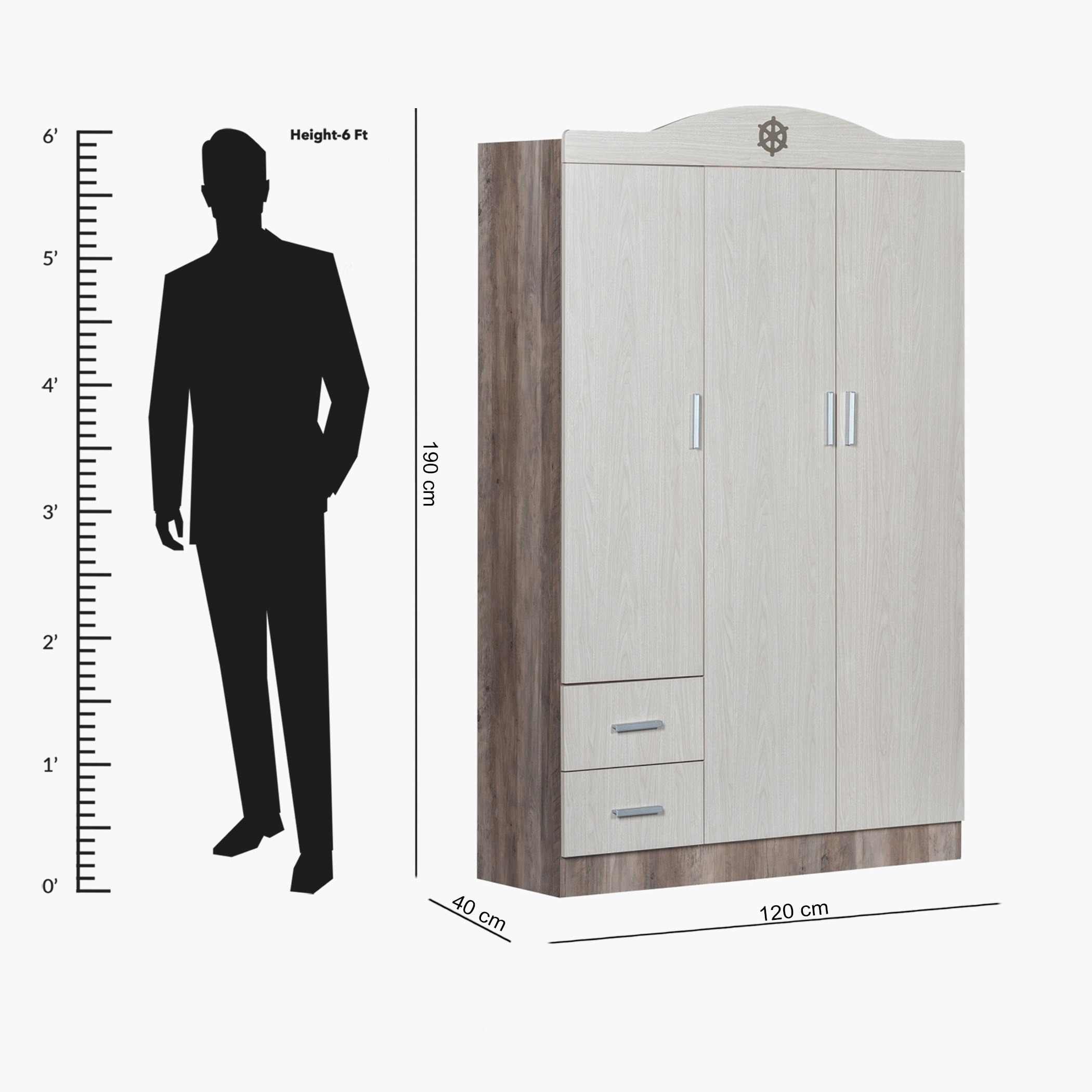 خزانة ملابس 3 أبواب ودرجين من سيلور-hbxfurniture-wardrobes-image-9