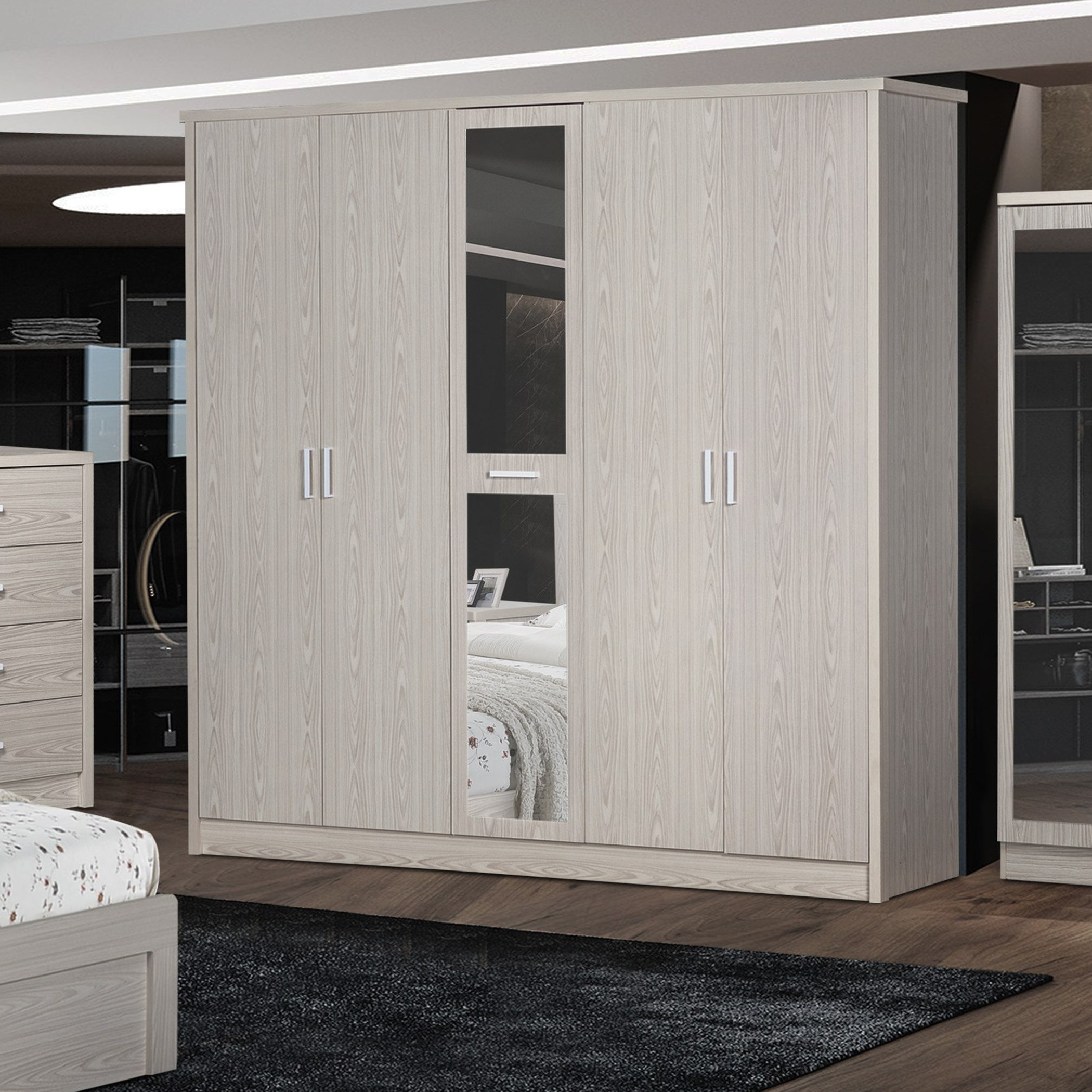 خزانة ملابس 5 أبواب بمرآة من فانكوفر-hbxfurniture-wardrobes-image-1
