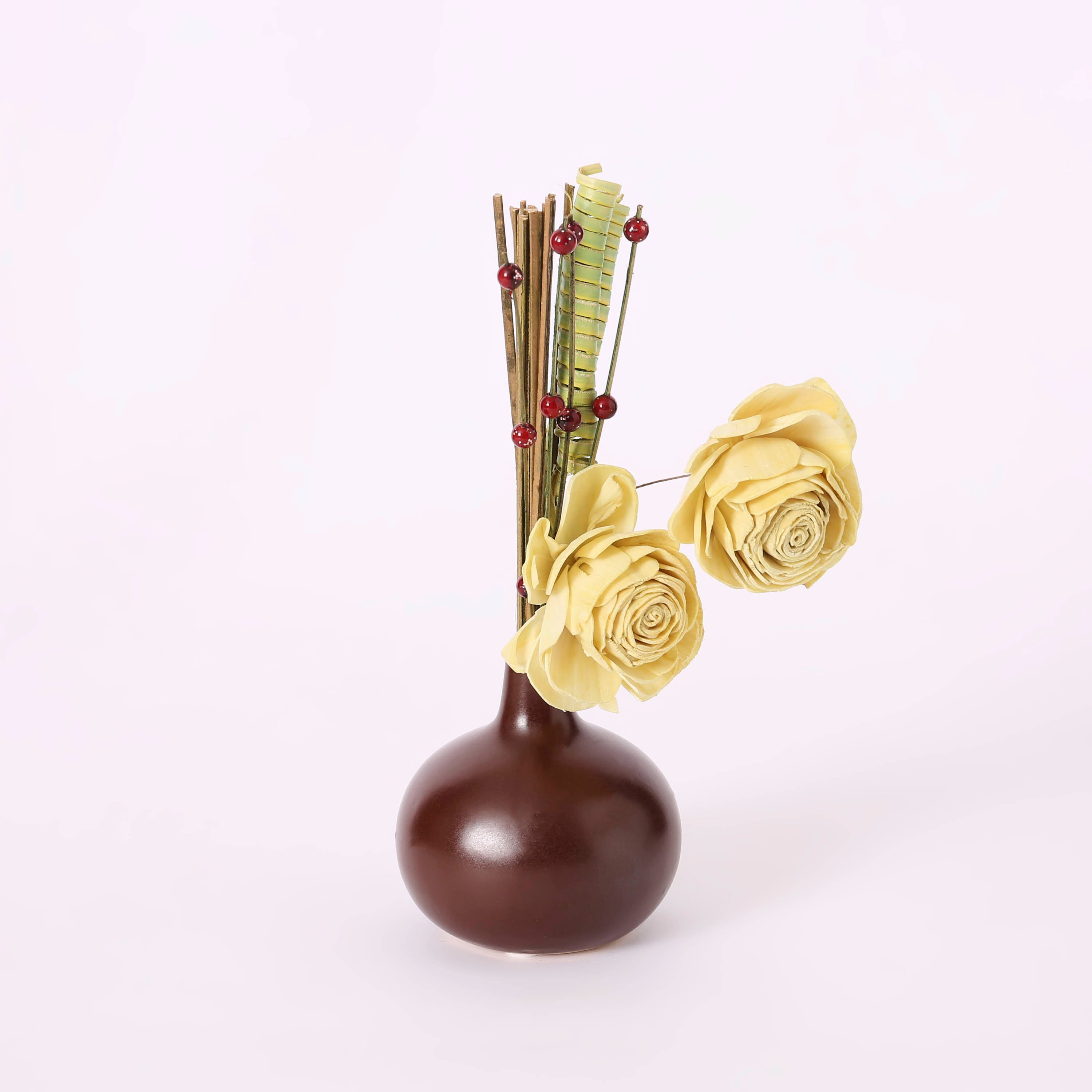 زهور برين في مزهرية سيراميك-hbxdecorandfurnishings-homeaccessories-artificialflowersandplants-image-4