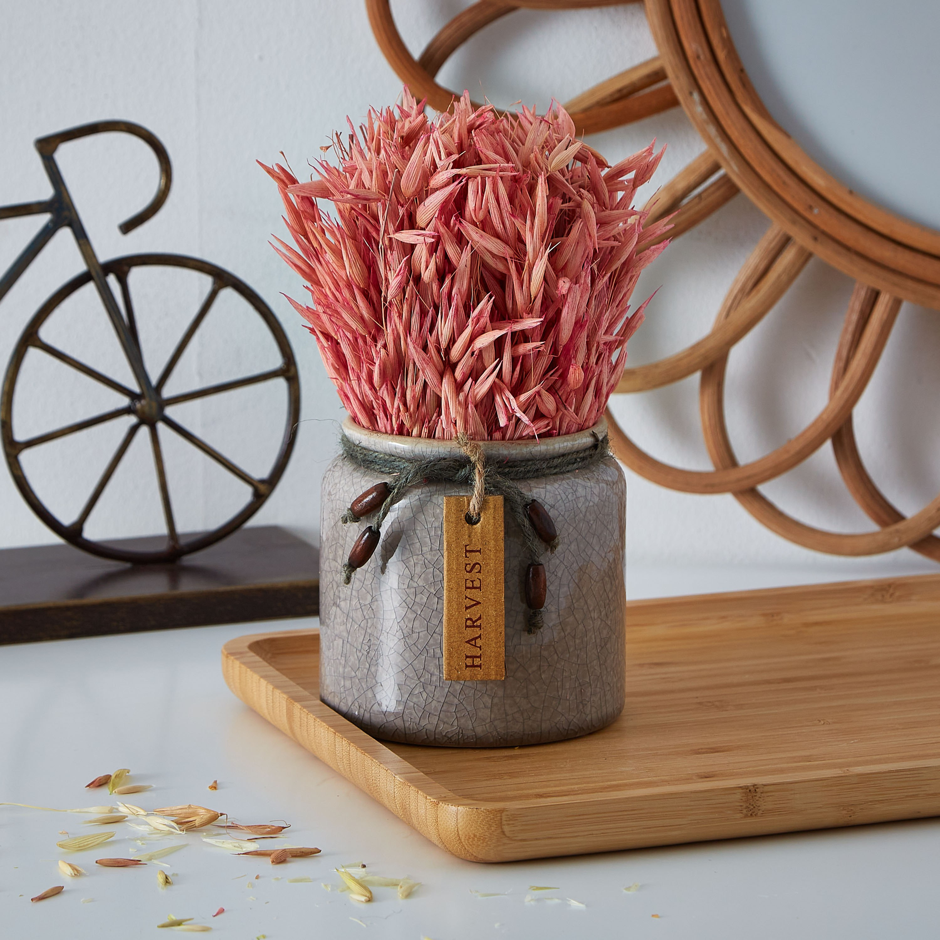 عشب مجفف في إصيص زجاجي من إتنا - 20 سم-hbxdecorandfurnishings-homeaccessories-artificialflowersandplants-image-1