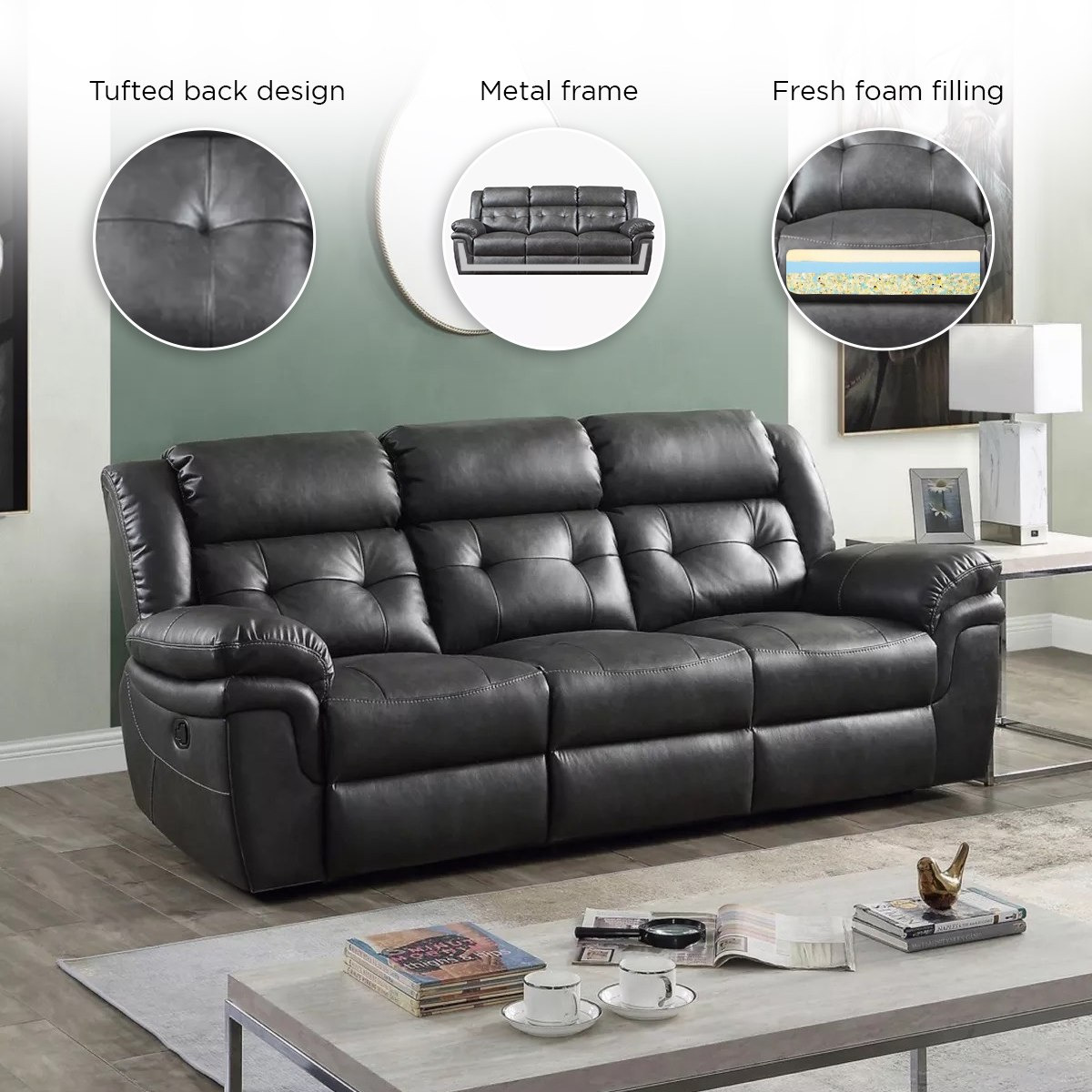 Bradley 3-Seater Leather-Look Fabric Recliner Sofa-hbxlivingroom-sofasandarmchairs-sofas-image-6