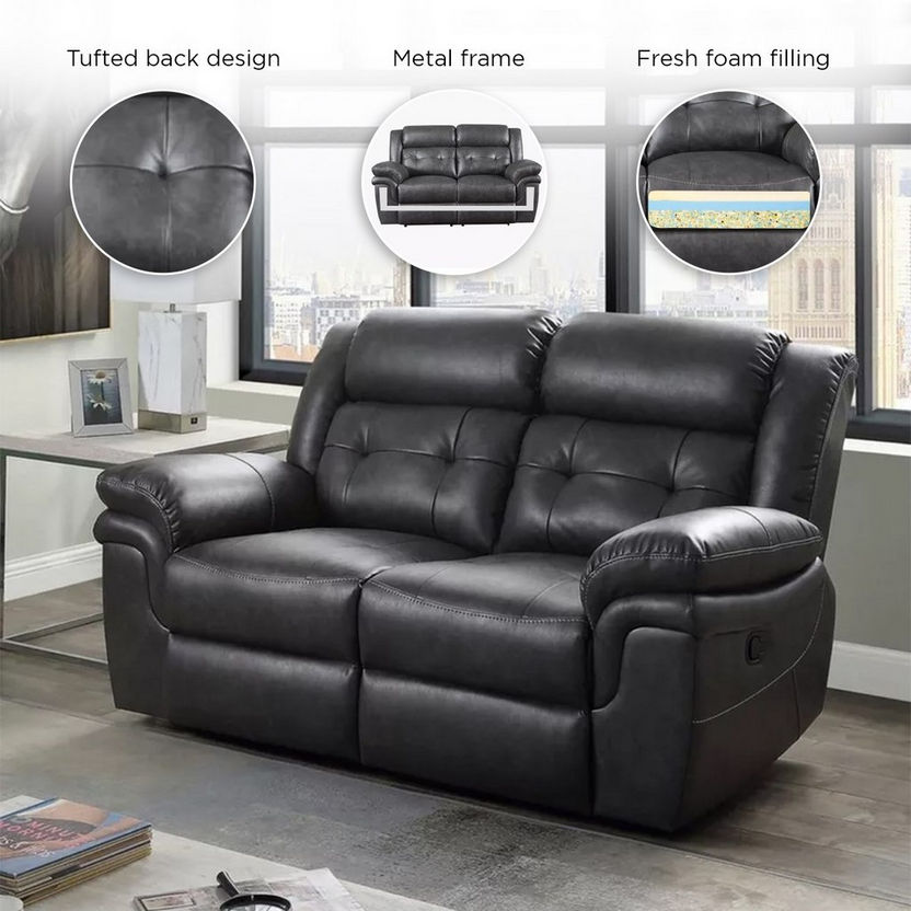Bradley 2-Seater Leather-Look Fabric Recliner Sofa-Recliner Sofas-image-5