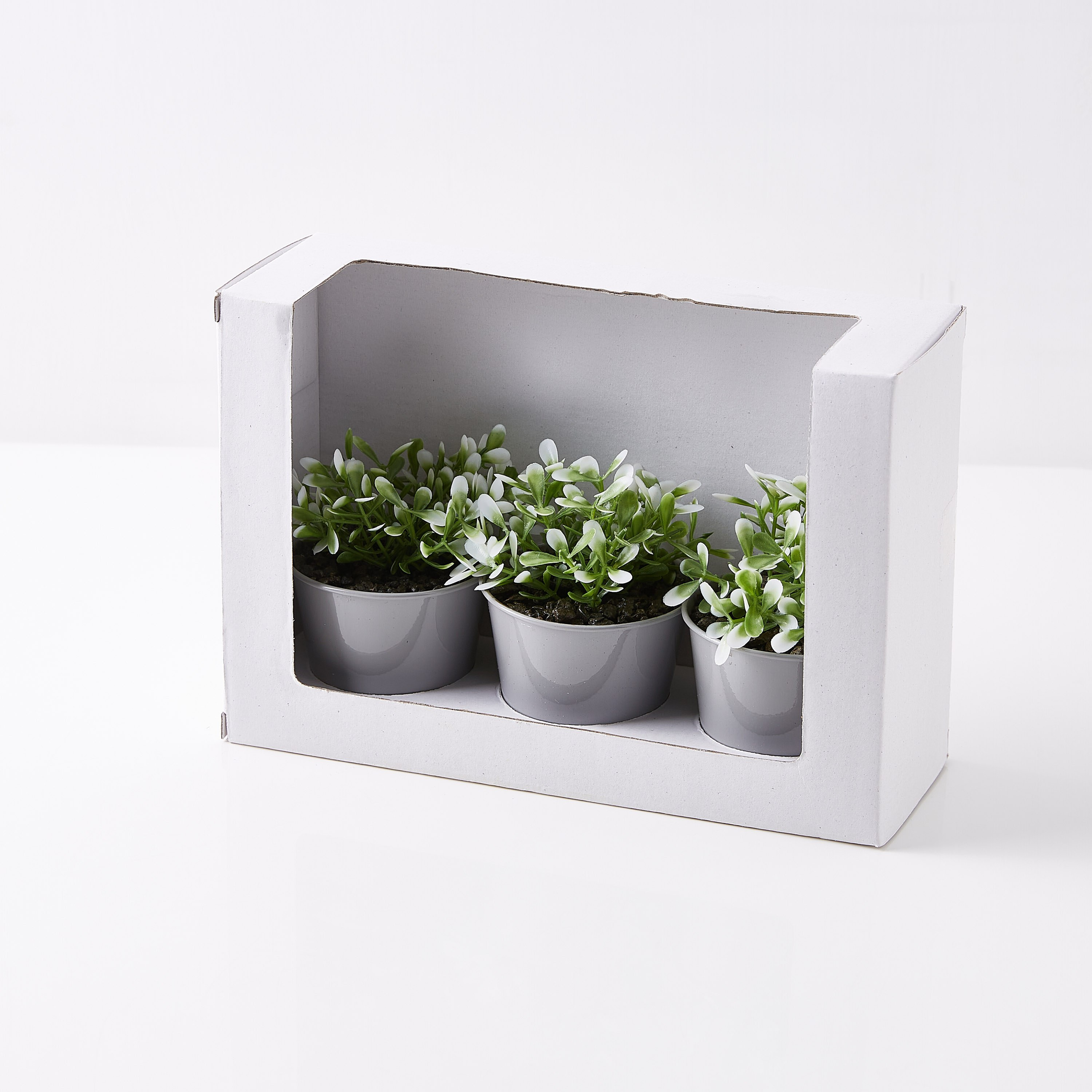 جرّة معدنيّة بنبتة بوش من ليفيا - طقم من 3 قطع-hbxdecorandfurnishings-homeaccessories-artificialflowersandplants-image-5