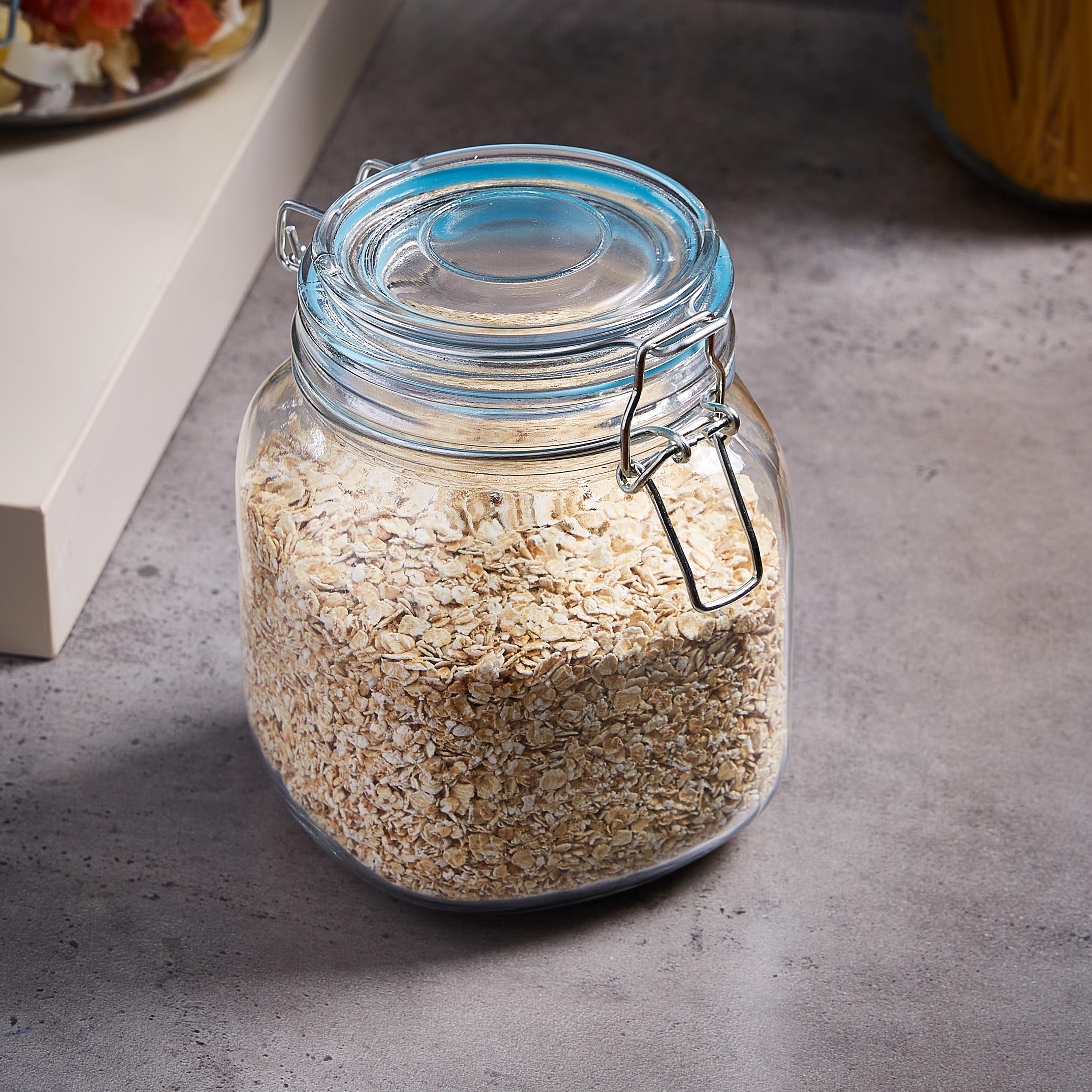 حاوية زجاجيّة مربّعة بمشبك إغلاق - 1 لتر-hbxhomeware-hbxkitchen-image-1