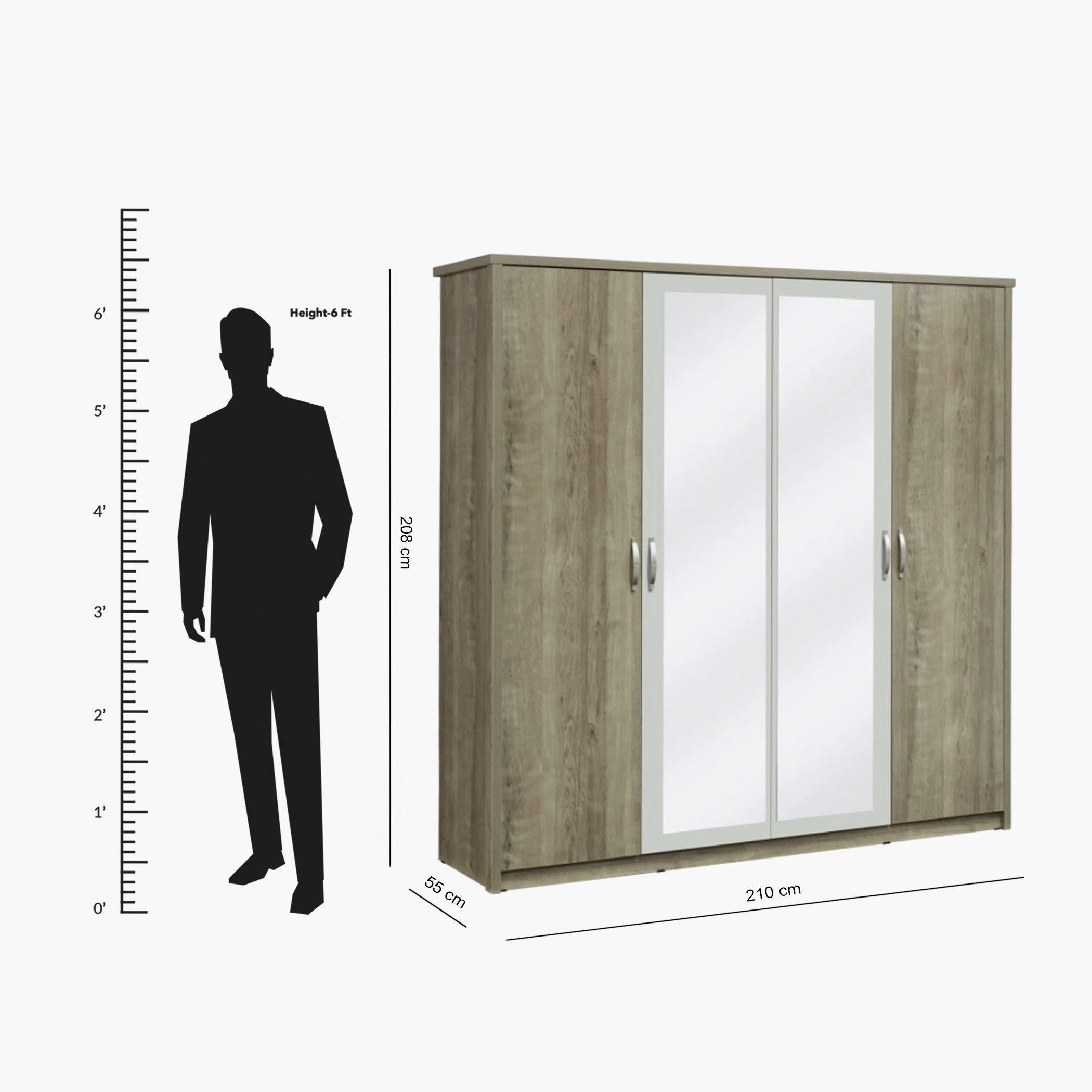 خزانة ملابس 4 أبواب مع 2 مرآة - ميلودي من موڤو -hbxfurniture-wardrobes-image-8