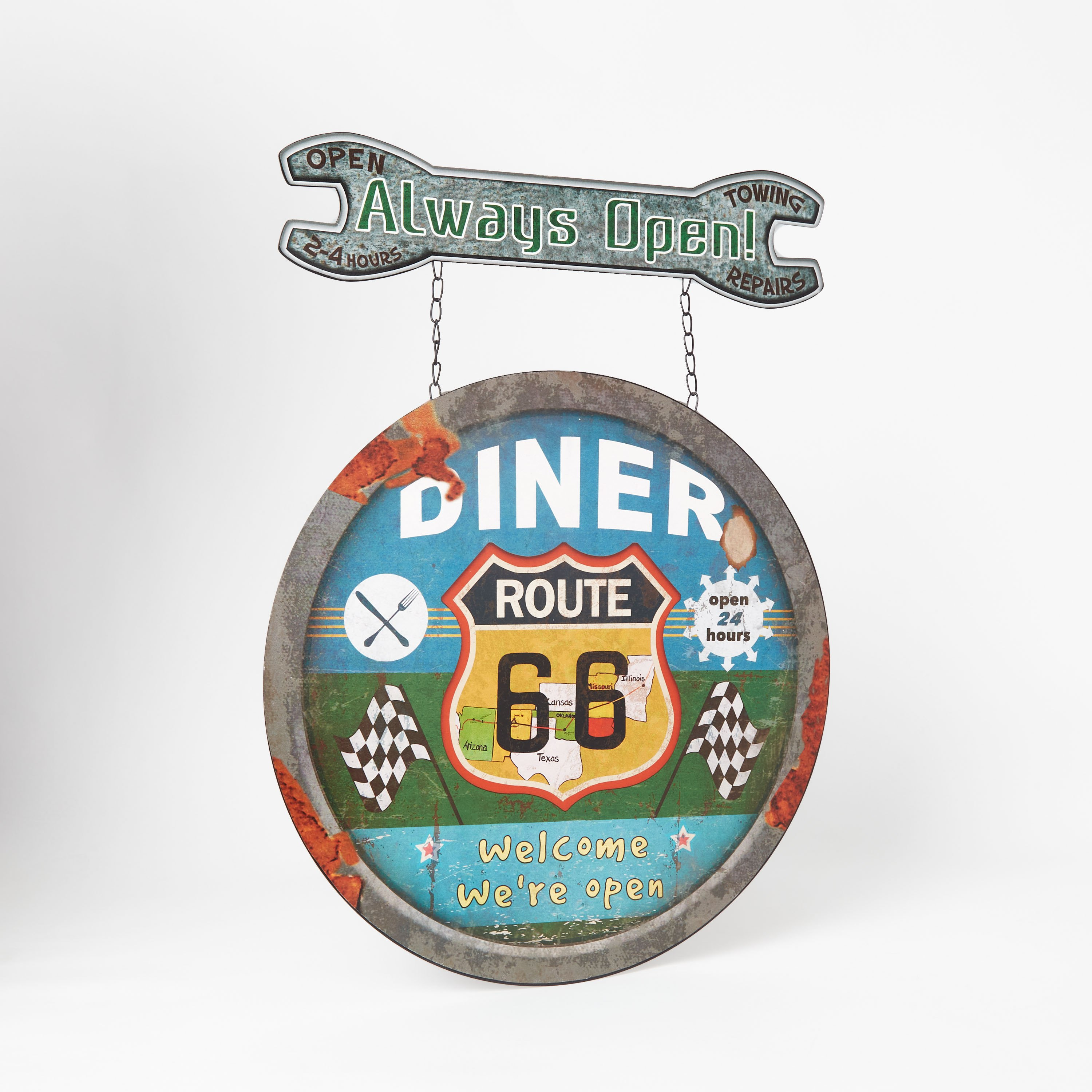ديكور حائط معدني مستدير دينر راوت 66 - تافرن-hbxdiningroom-walldecor-wallart-image-5