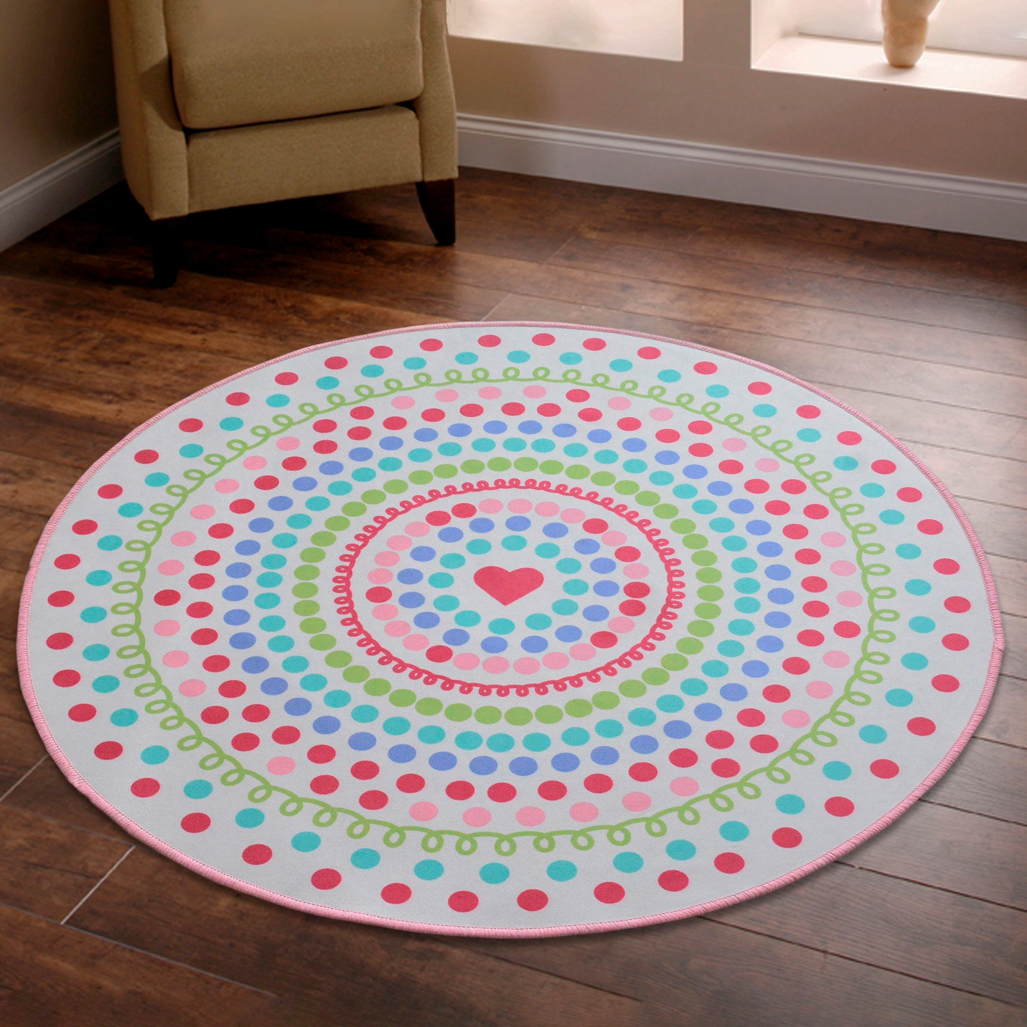 سجادة دائرية بطبعات قلوب ودوائر - 120 سم-hbxhomeware-hbxkidsandyouth-image-2