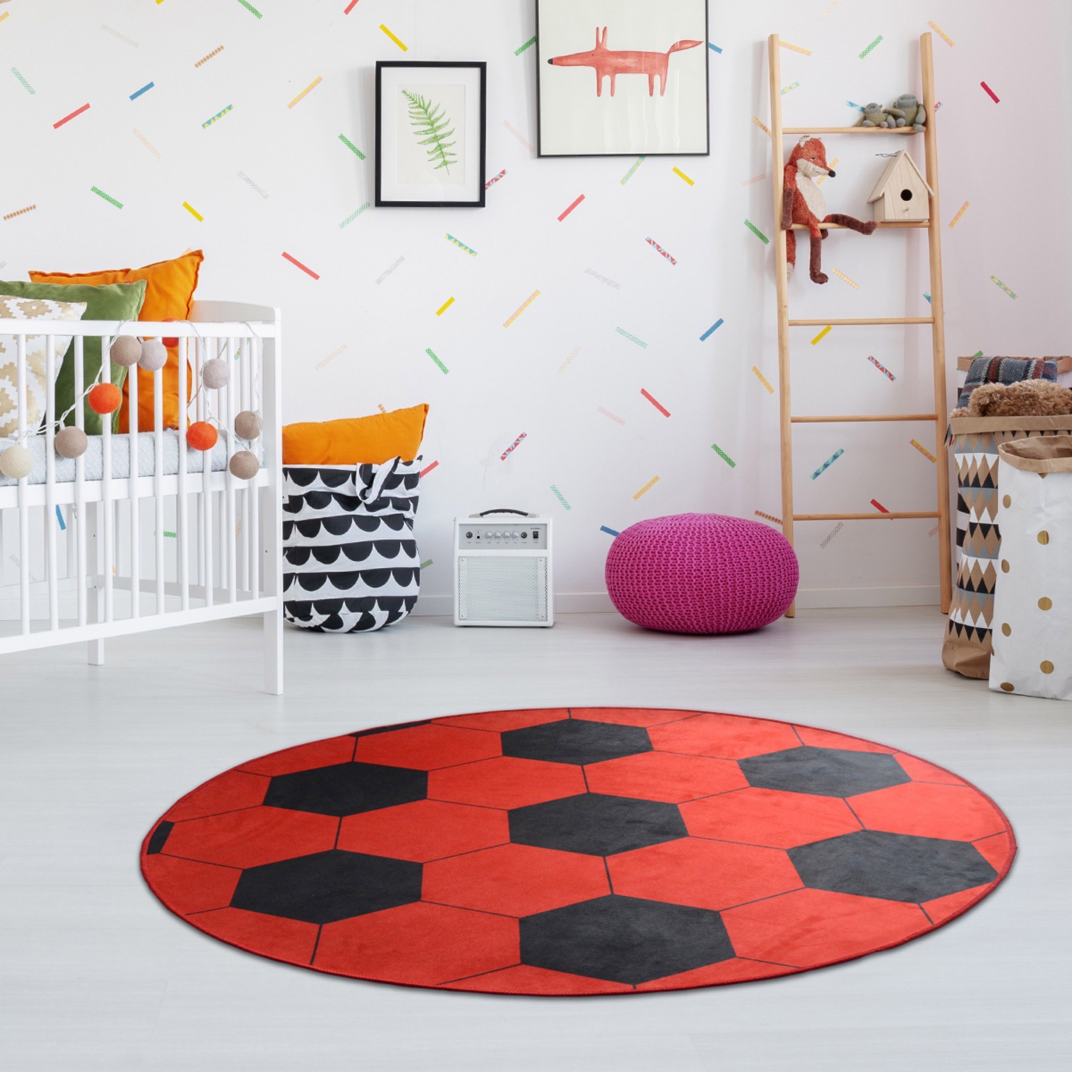 سجادة مستديرة بطبعات كرة القدم - 120 سم-hbxhomeware-hbxkidsandyouth-image-1