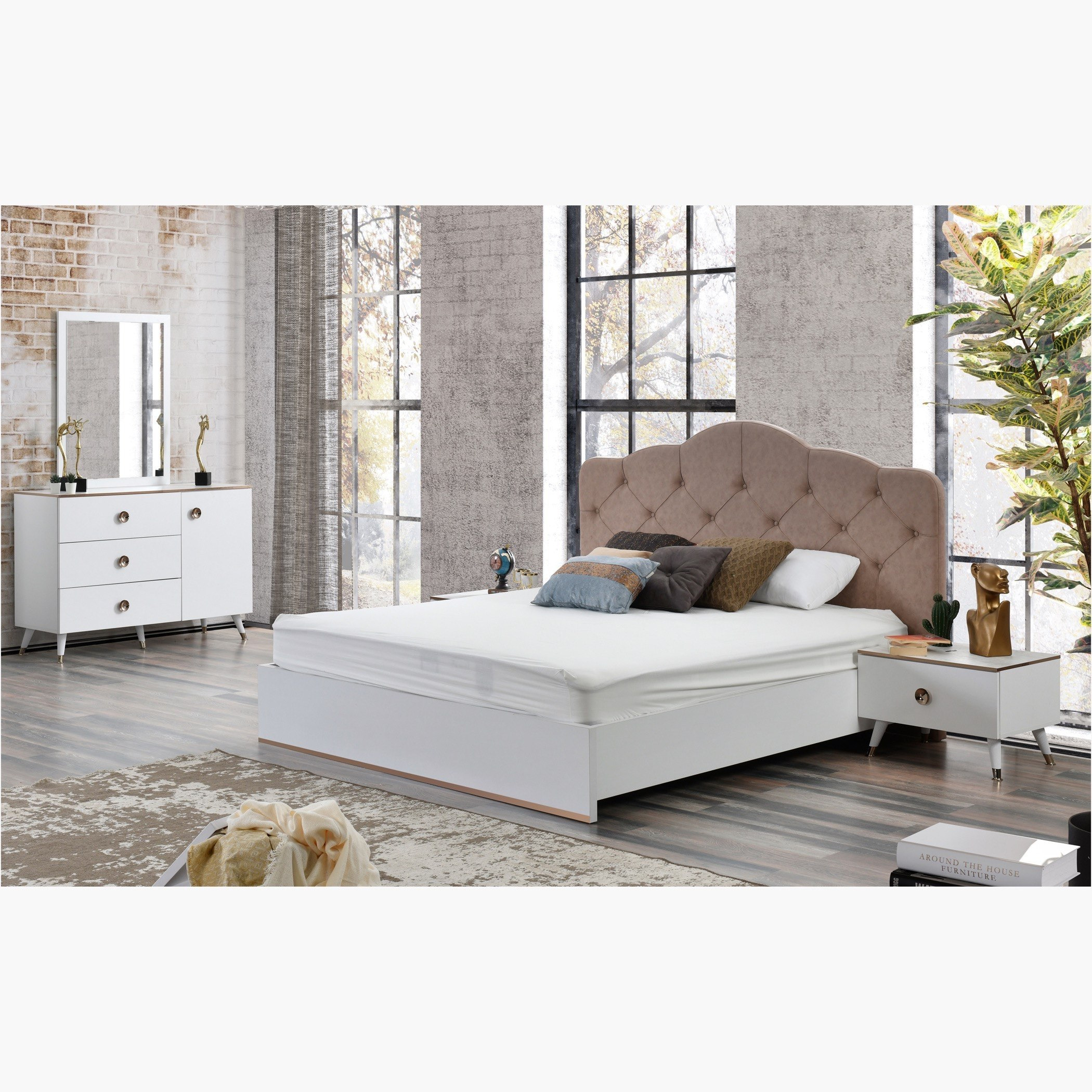 طقم غرفة نوم كينج 5 قطع من روشيل - 180X200 سم-hbxbedroom-bedsandbedsets-bedroomsets-king-image-1