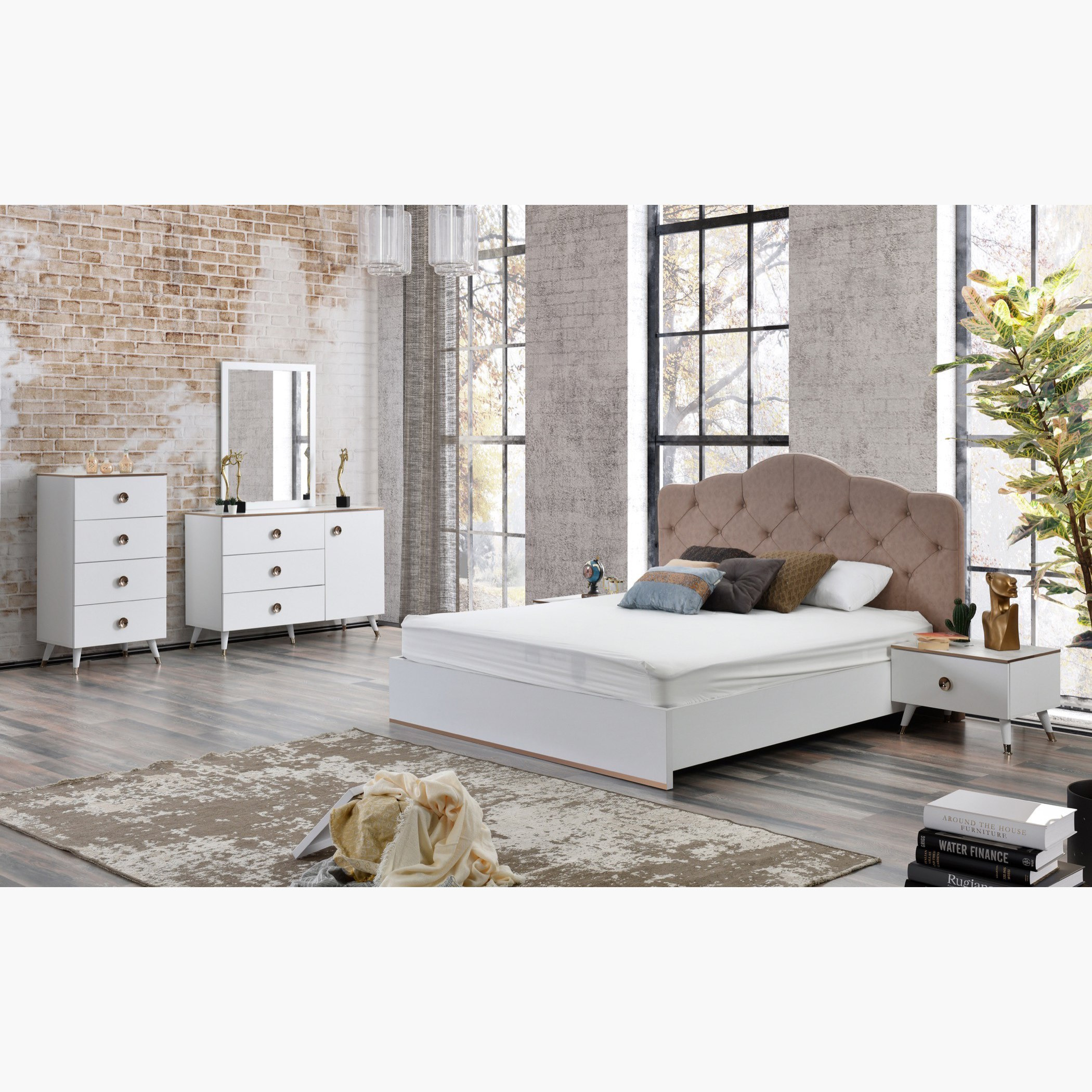 طقم غرفة نوم كينج 5 قطع من روشيل - 180X200 سم-hbxbedroom-bedsandbedsets-bedroomsets-king-image-11