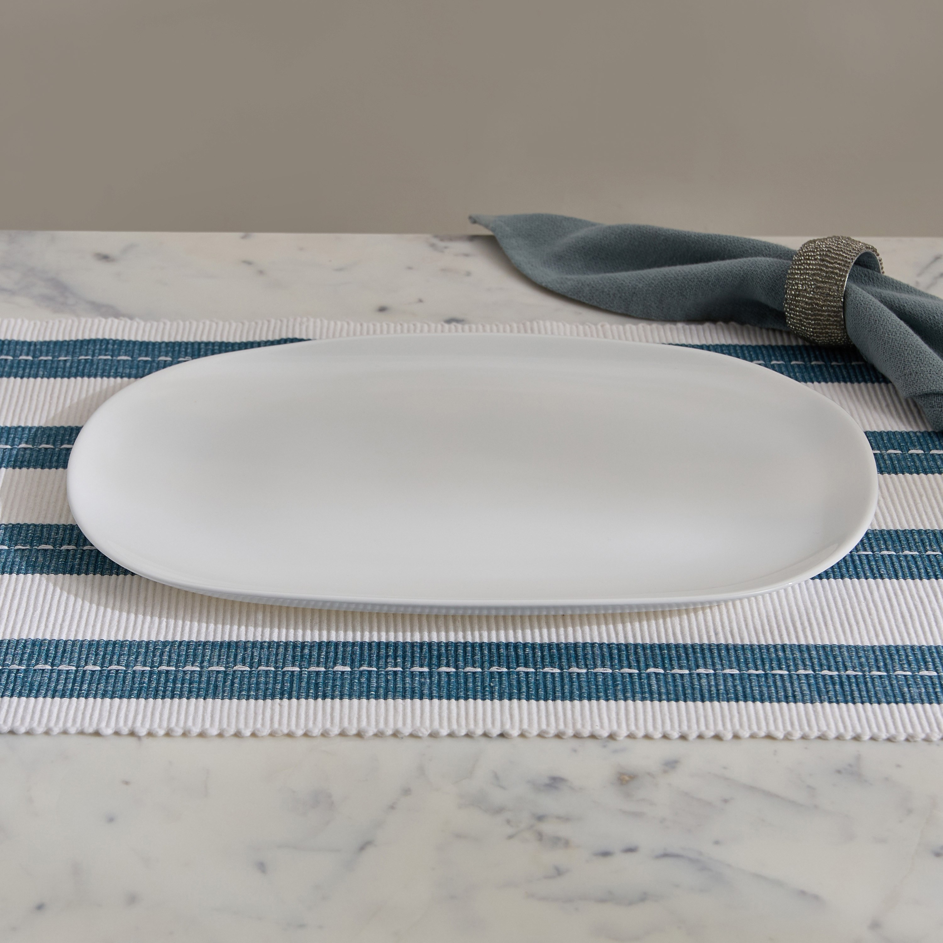 Aqua Carine Opal Square Oval Platter - 35 cm-hbxdecorandfurnishings-tabletop-crockery-image-1