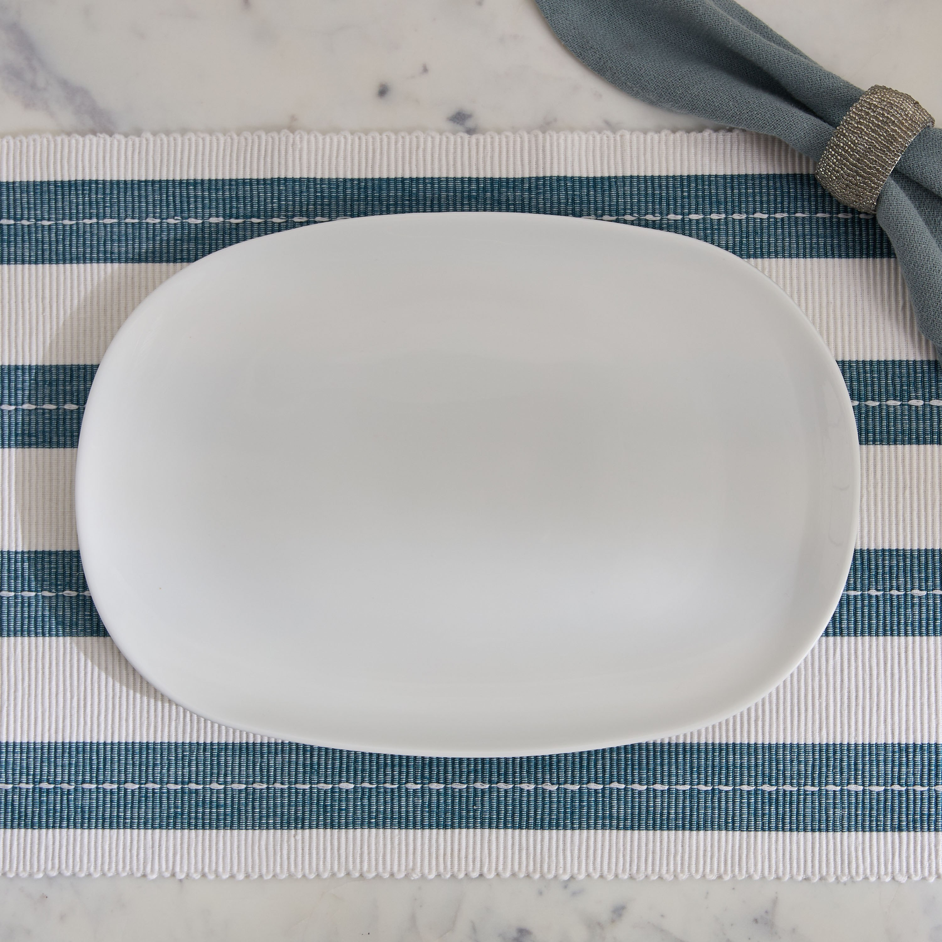 Aqua Carine Opal Square Oval Platter - 35 cm-hbxdecorandfurnishings-tabletop-crockery-image-2