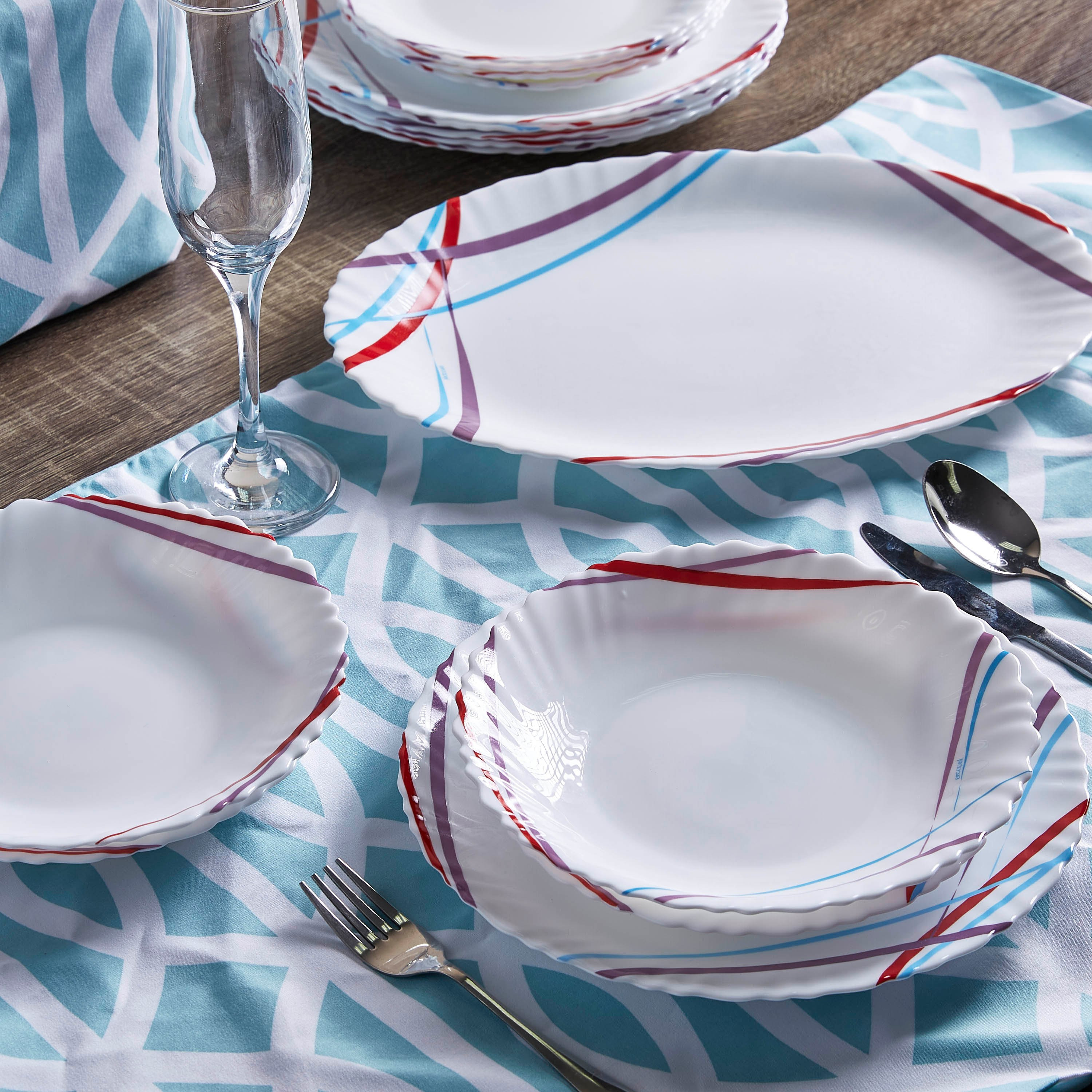 طقم صحون عشاء من مالي - 19 قطعة-hbxdecorandfurnishings-tabletop-crockery-image-7