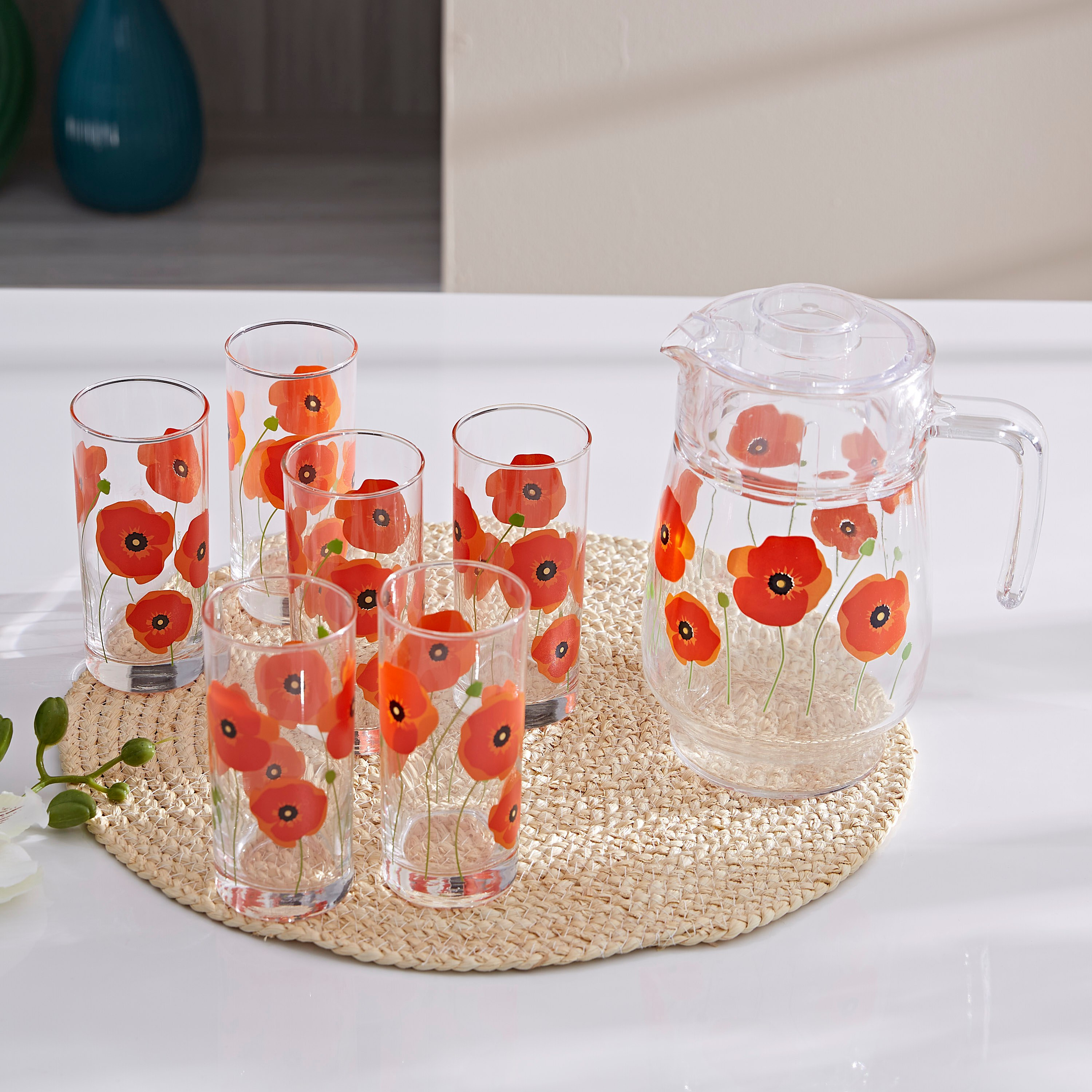 طقم أواني شرب مع إبريق 7 قطع من ريد رومانس -hbxhomeware-hbxkitchen-image-1