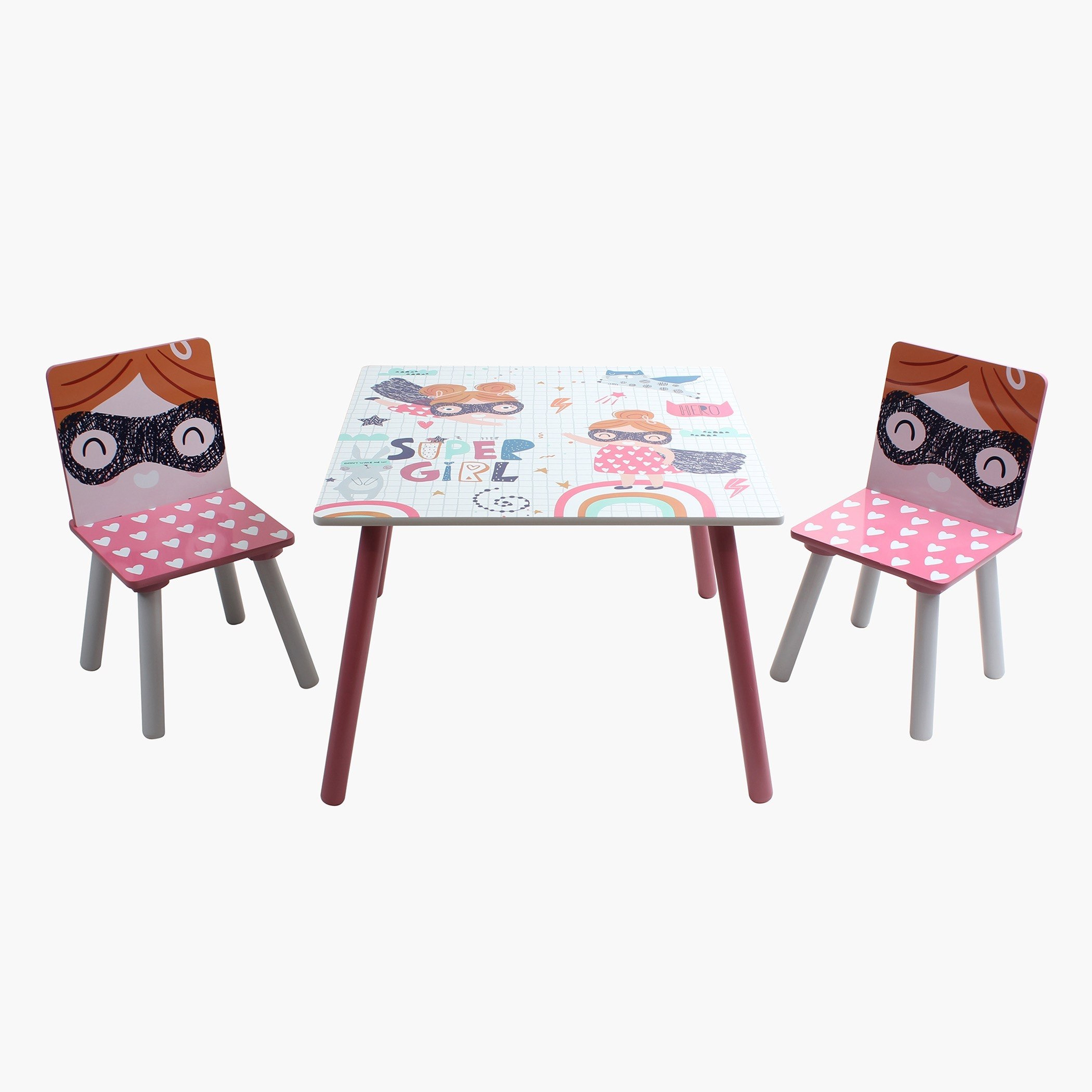 طاولة للأطفال مع كرسيين من سوبر جيرل-hbxkidsandyouth-playroom-tablesandchairs-image-3
