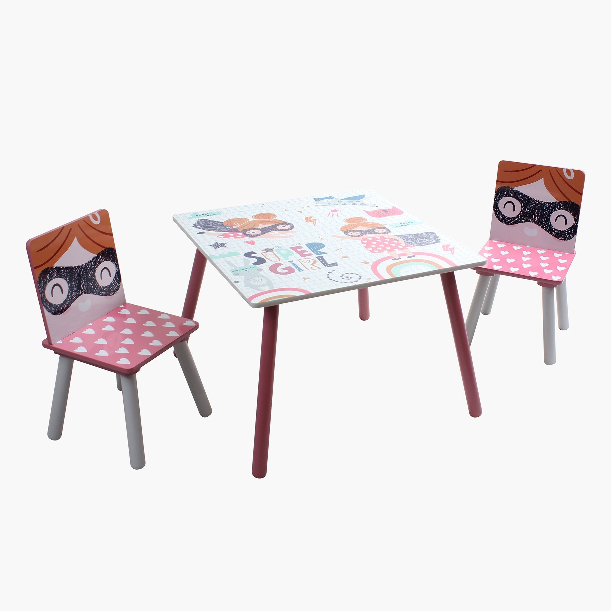 طاولة للأطفال مع كرسيين من سوبر جيرل-hbxkidsandyouth-playroom-tablesandchairs-image-4