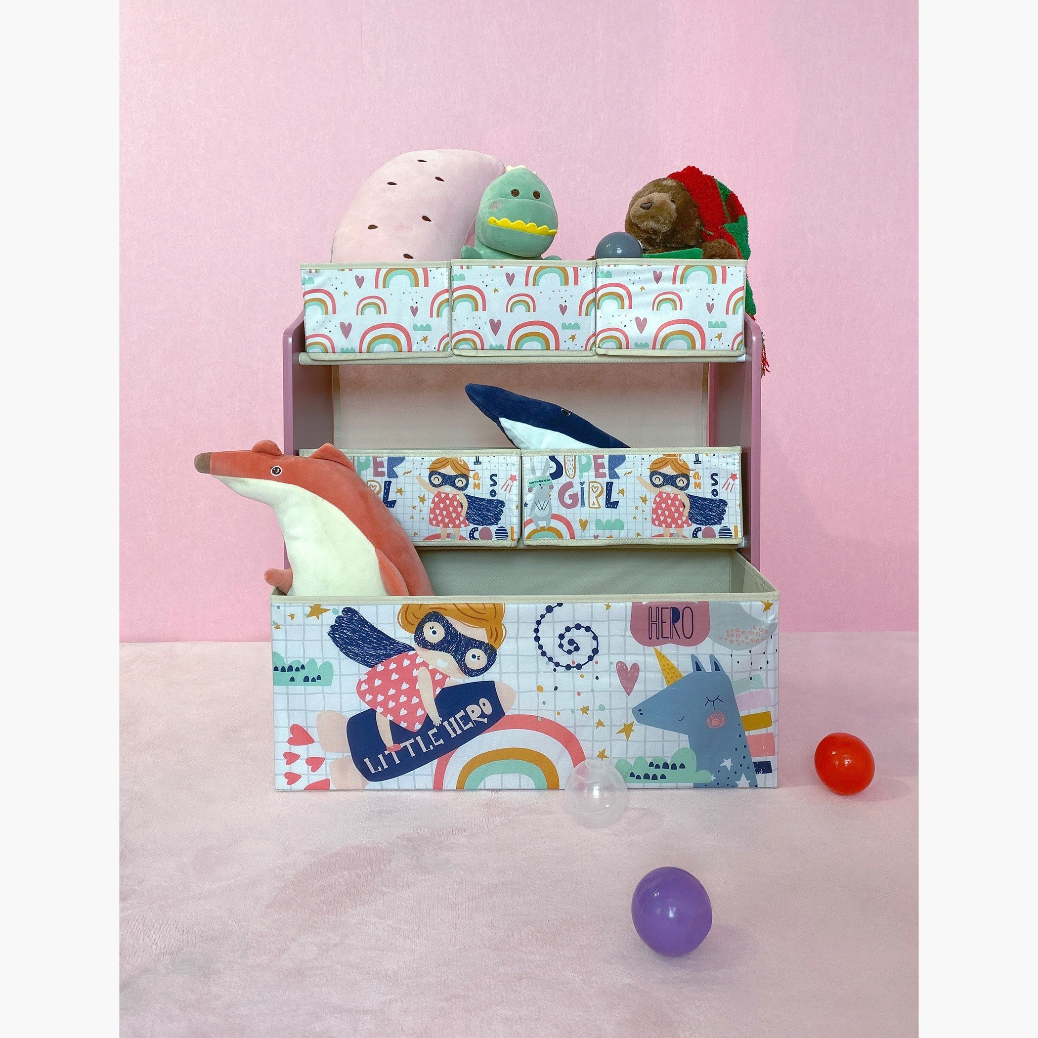 رف للتخزين بـ 6 صناديق من سوبر جيرل-hbxhomeware-kidsessentials-kidsorganiser-image-1