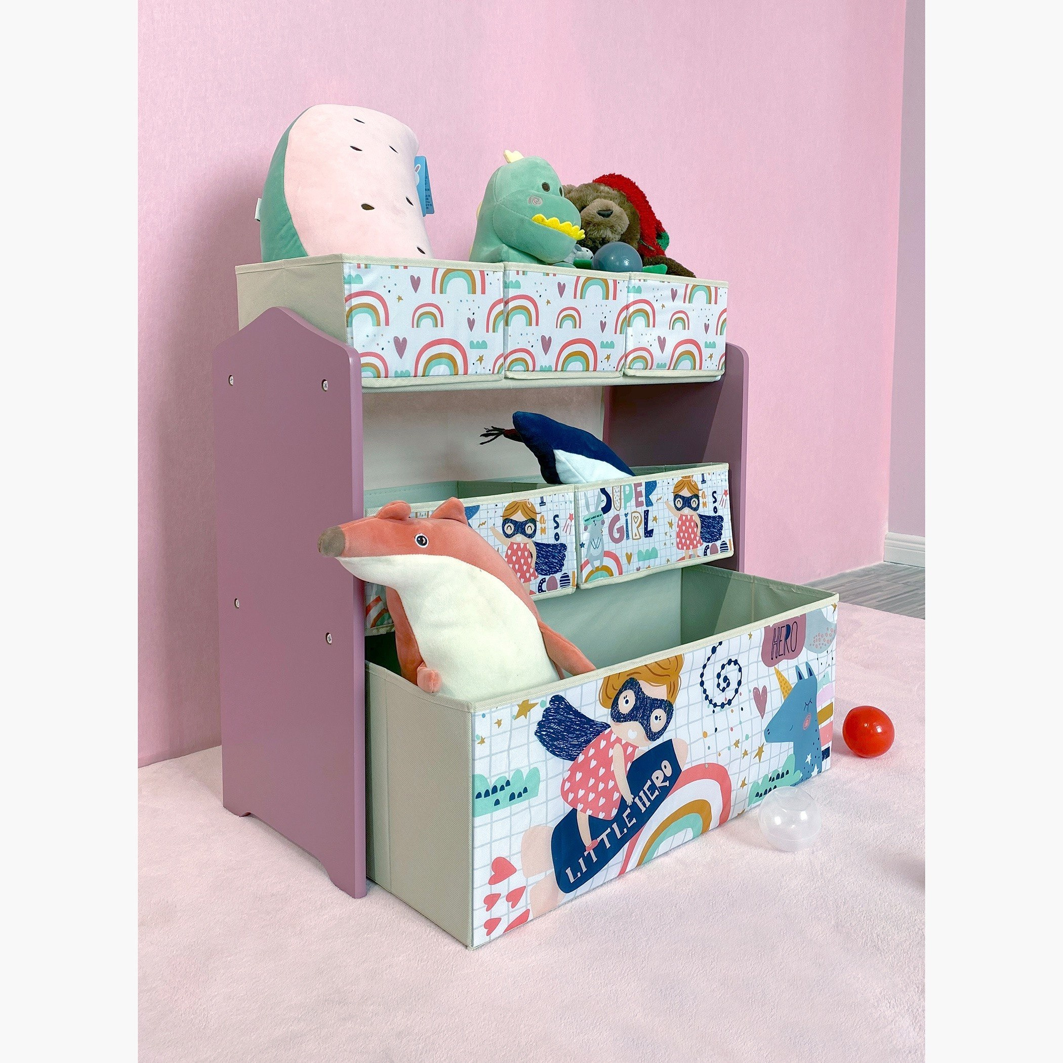 رف للتخزين بـ 6 صناديق من سوبر جيرل-hbxhomeware-kidsessentials-kidsorganiser-image-2