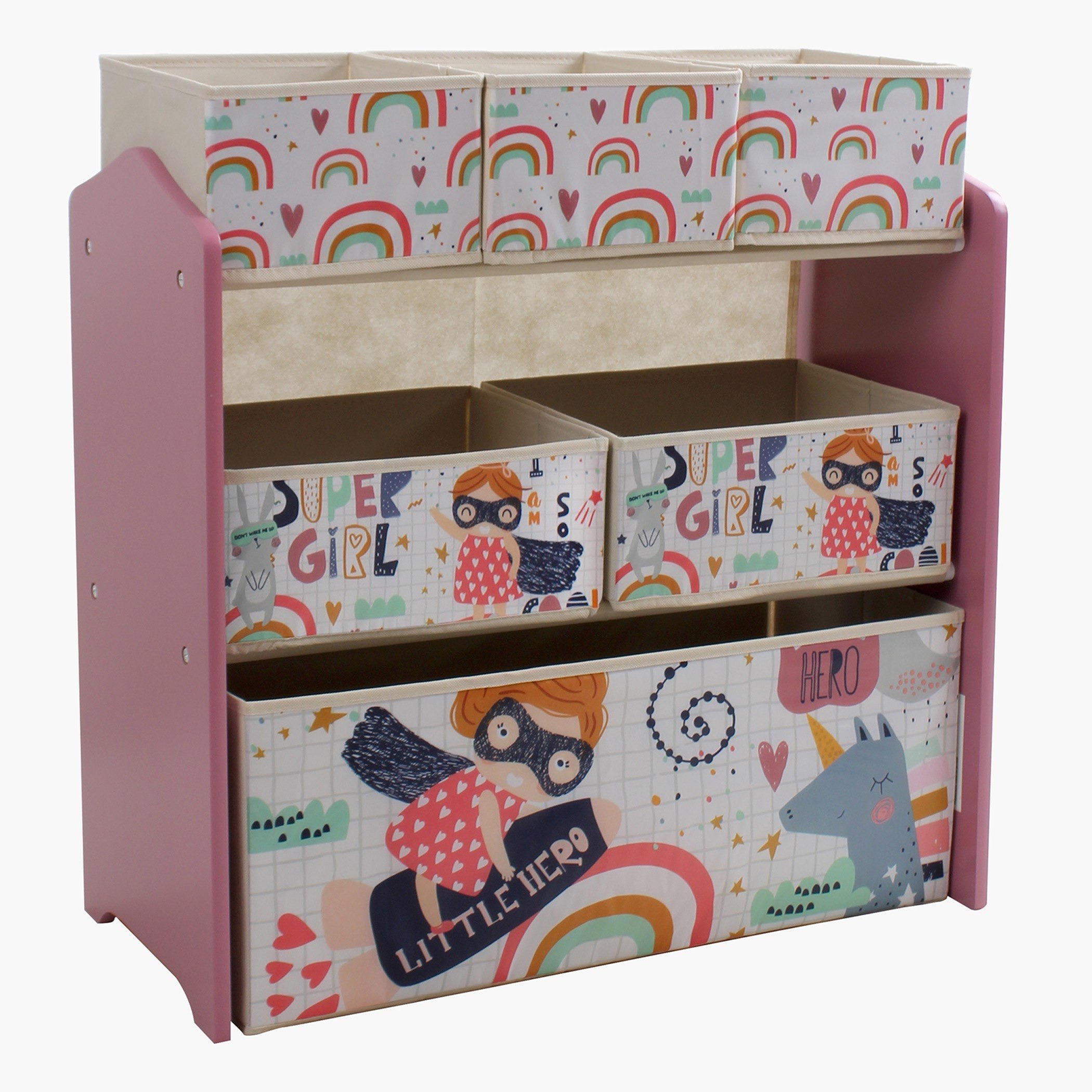 رف للتخزين بـ 6 صناديق من سوبر جيرل-hbxhomeware-kidsessentials-kidsorganiser-image-3