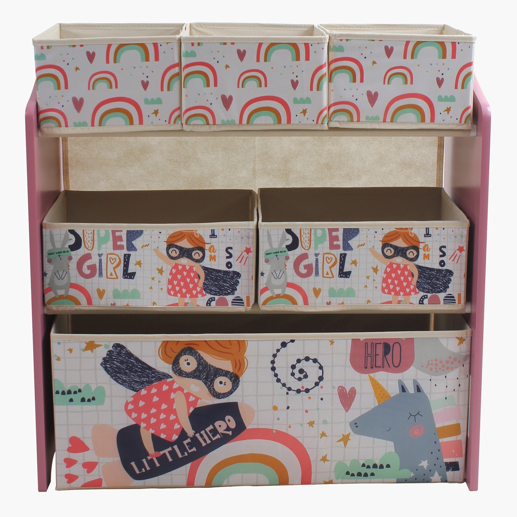 رف للتخزين بـ 6 صناديق من سوبر جيرل-hbxhomeware-kidsessentials-kidsorganiser-image-4