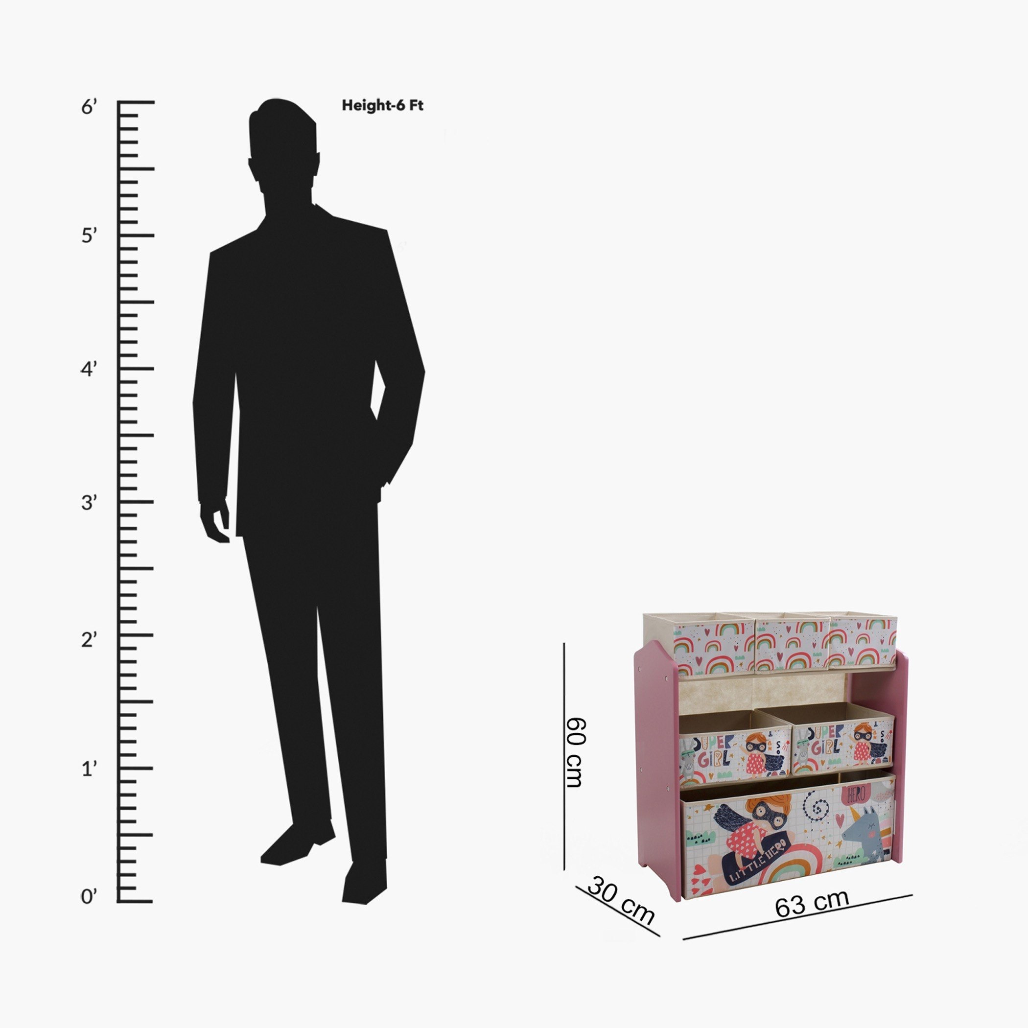 رف للتخزين بـ 6 صناديق من سوبر جيرل-hbxhomeware-kidsessentials-kidsorganiser-image-6