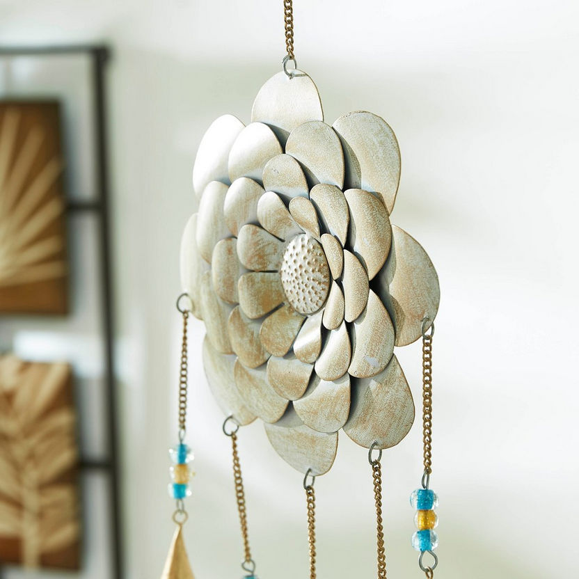 Zahara Metal Sunflower Beaded Chime-Figurines & Ornaments-image-1