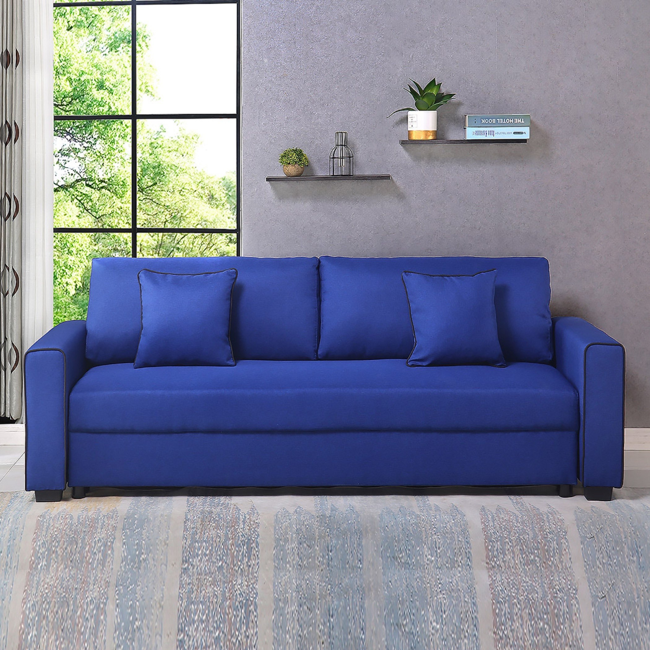 Cyrus 3-Seater Pull-Out Sofa Bed with Storage and 2 Cushions-hbxfurniture-sofasandarmchairs-sofabeds-image-1