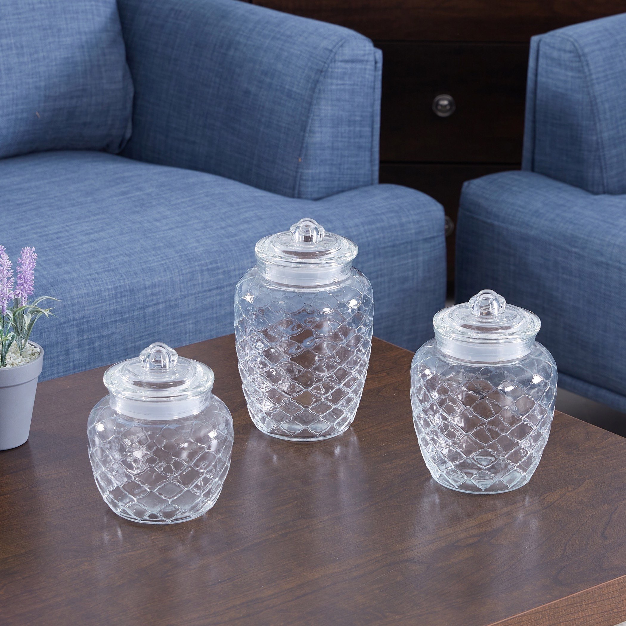 جرّة زجاجيّة بارزة الملمس بغطاء - 2 لتر-hbxhomeware-hbxkitchen-image-4