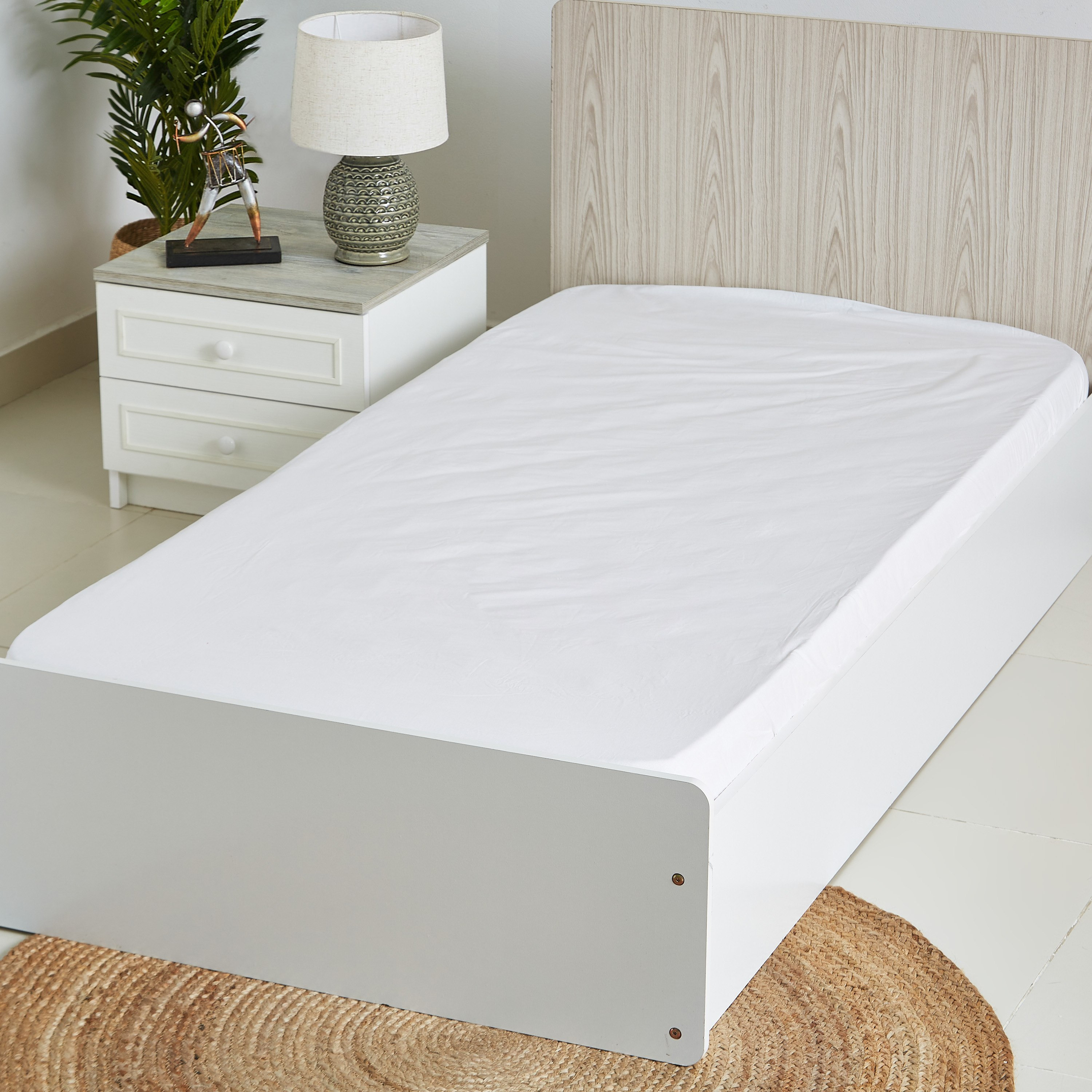 شرشف مطاطي فردي قطني سادة من ويلينجتون - 90x200 سم-hbxhomeware-bedding-fittedsheets-image-1