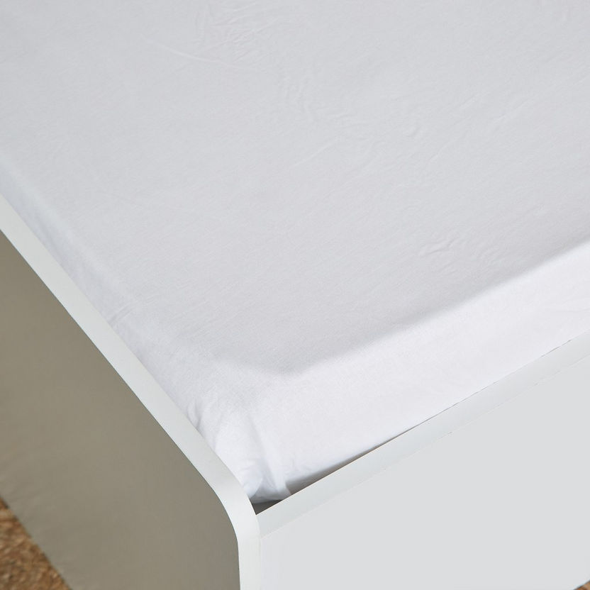 Wellington Solid Cotton Single Fitted Sheet - 90x200 cm-Sheets and Pillow Covers-image-2