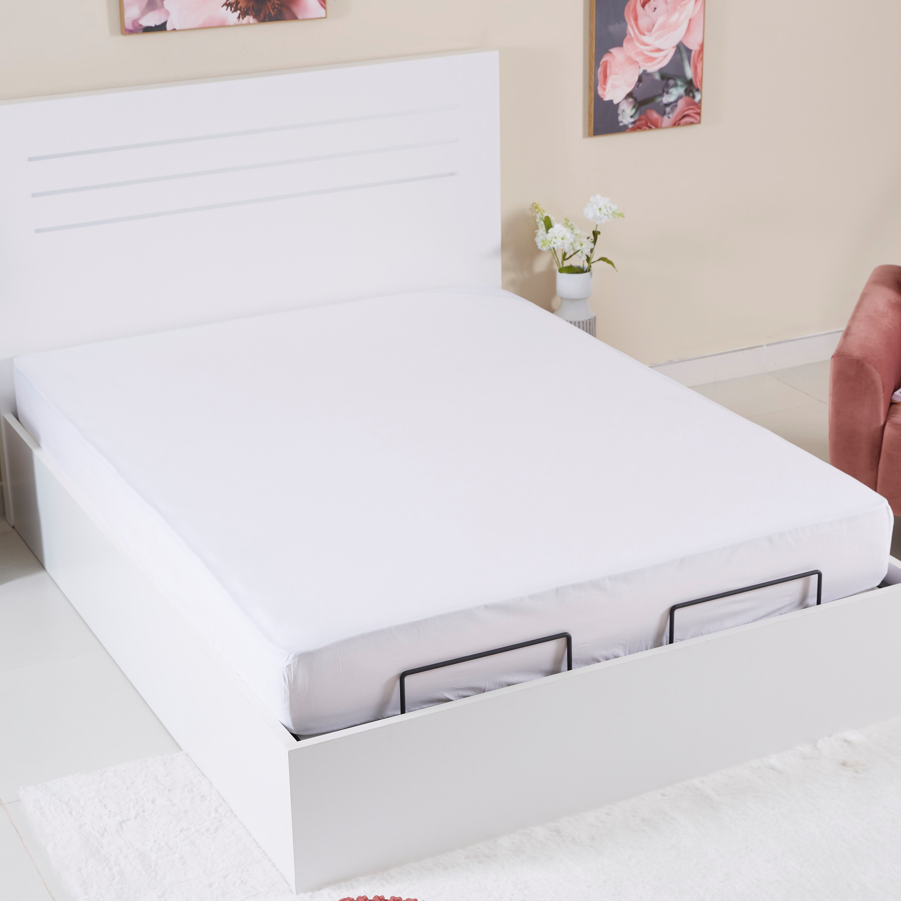شرشف مطّاطي كوين قطني سادة من ويلينجتون - 150X200 سم-hbxhomeware-hbxbedroom-image-1