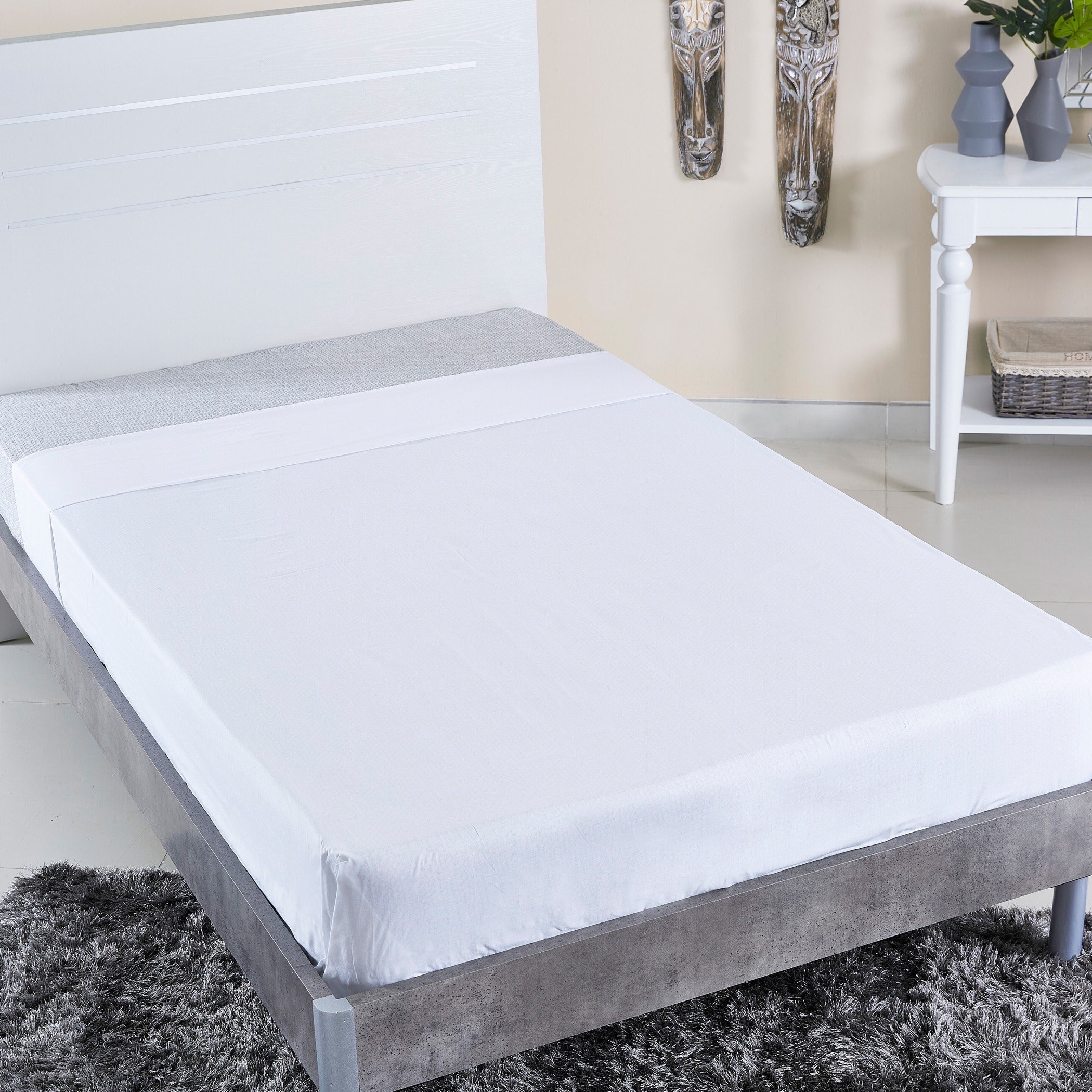 شرشف سرير مسطح مزدوج قطن سادة من ويلينجتون - 170x260 × 260 سم-hbxhomeware-hbxbedroom-image-1