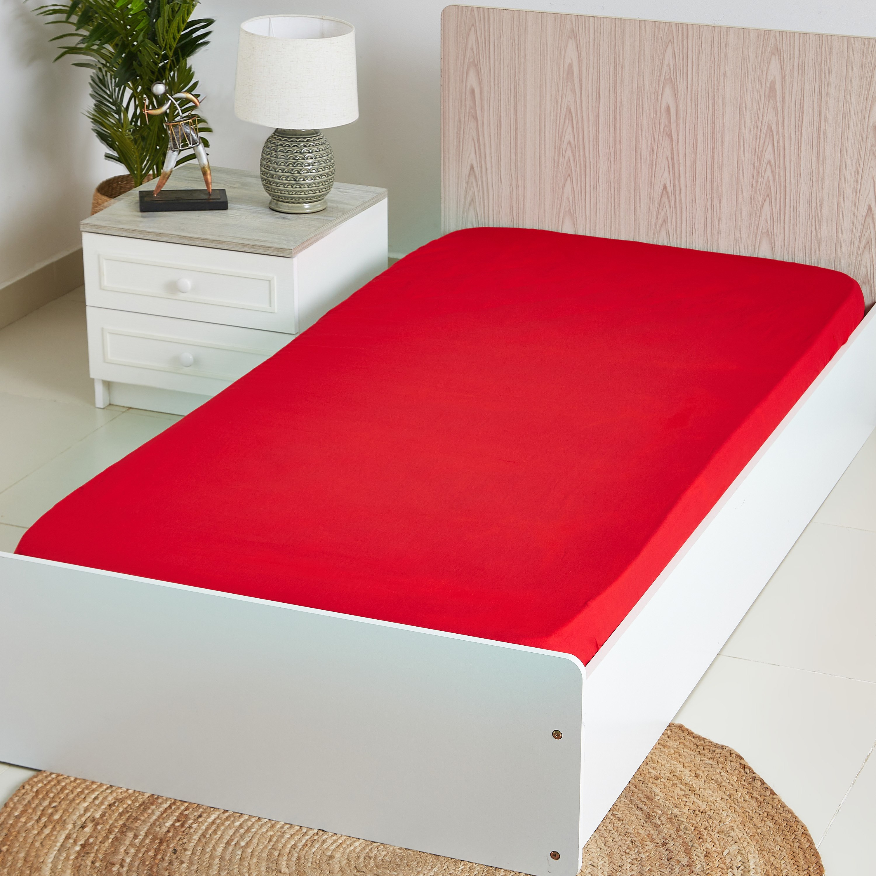 شرشف مطاطي فردي قطني سادة من ويلينجتون - 90x200 سم-hbxhomeware-hbxbedroom-image-1