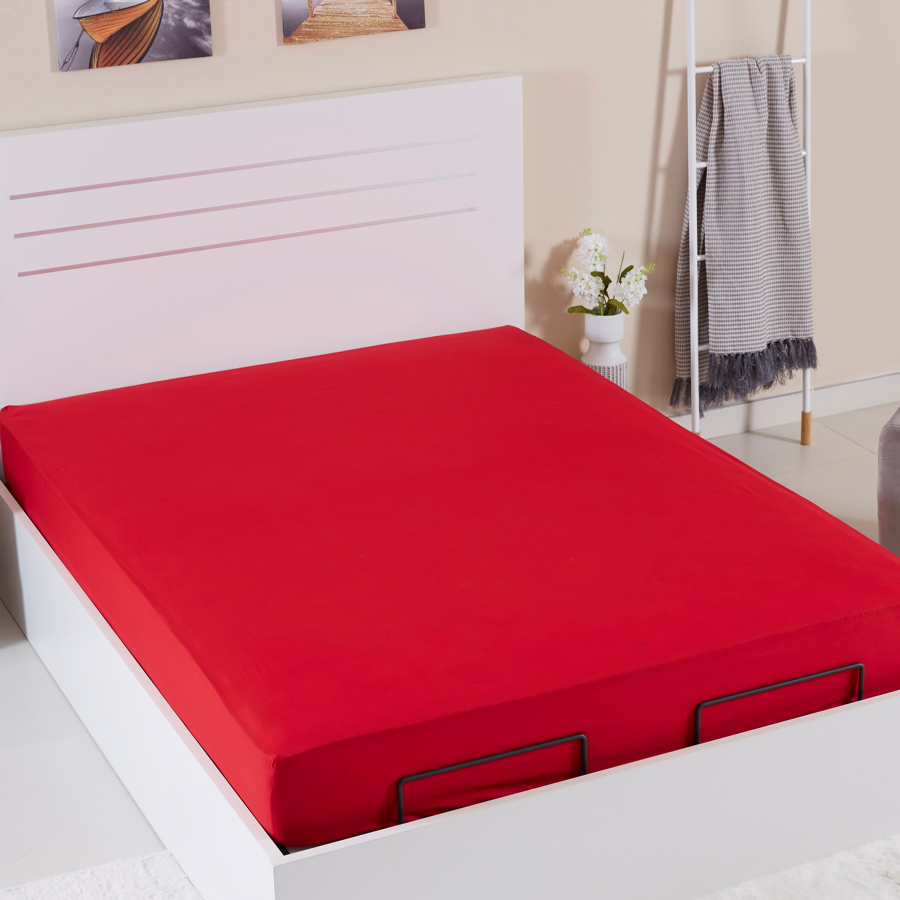 شرشف مطّاطي كوين قطني سادة من ويلينجتون - 150X200 سم-hbxhomeware-hbxbedroom-image-1