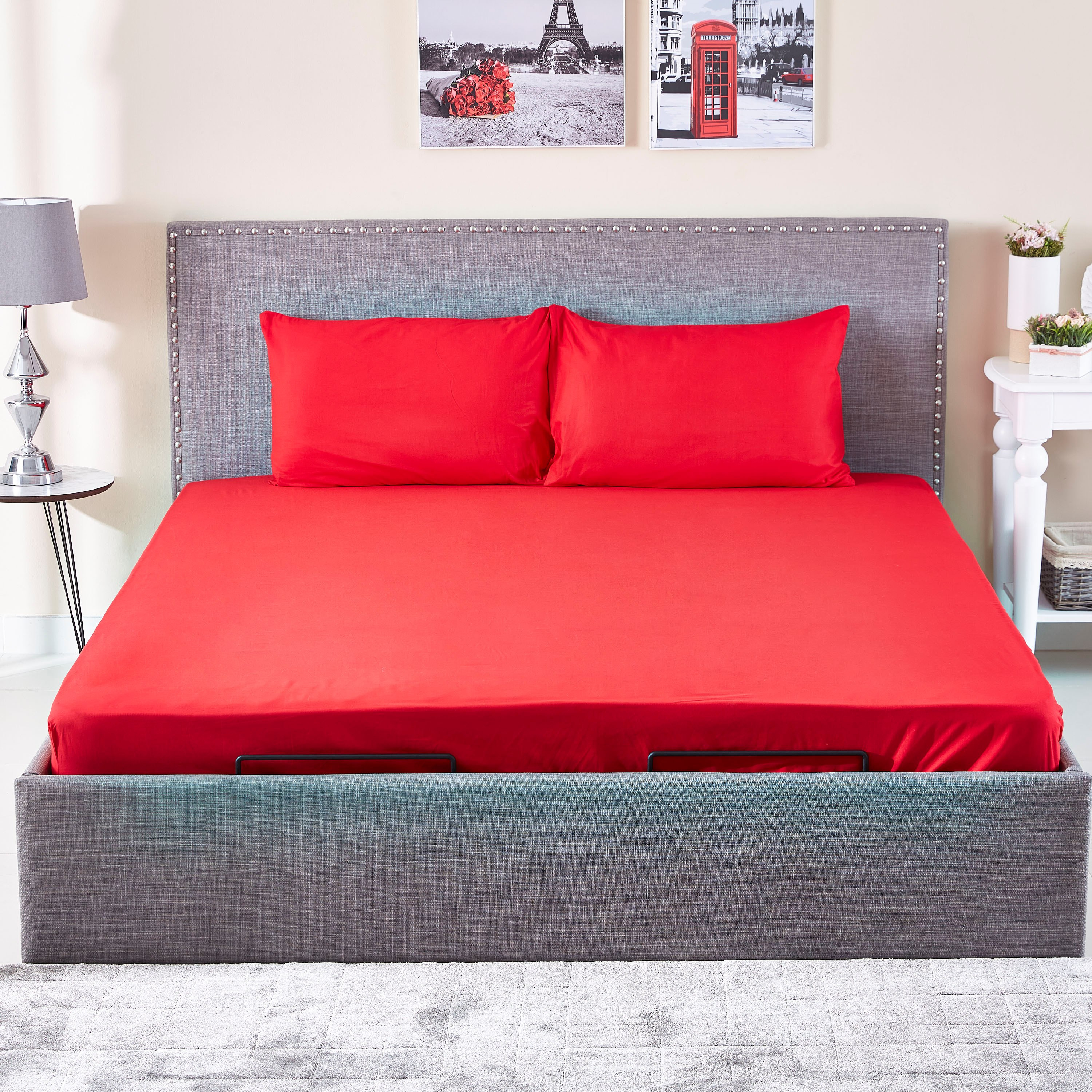 Wellington Solid Cotton Super King Fitted Sheet - 200x200 cm-hbxhomeware-hbxbedroom-image-4